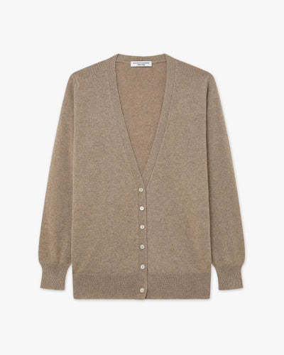 Women's Essential V-Neck Cardigan - Taupe Cashmere