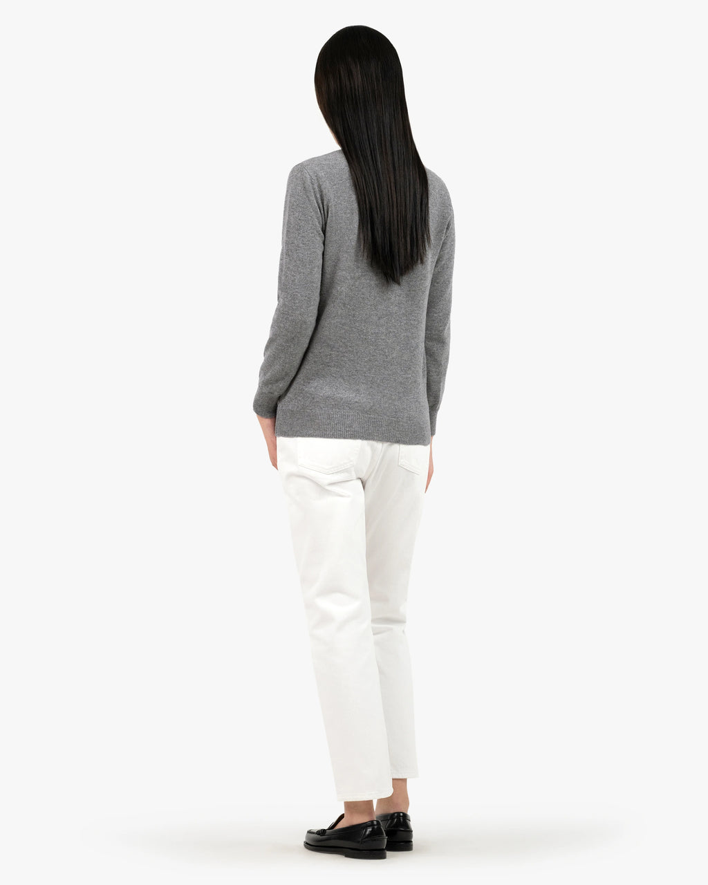 Women's Essential V-Neck Cardigan - Medium Grey Cashmere