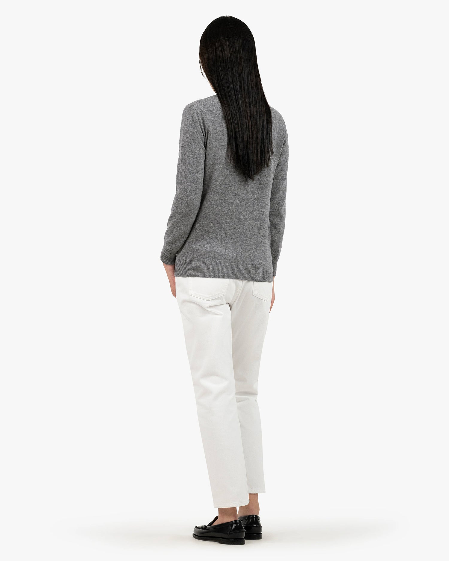 Women's Essential V-Neck Cardigan - Medium Grey Cashmere