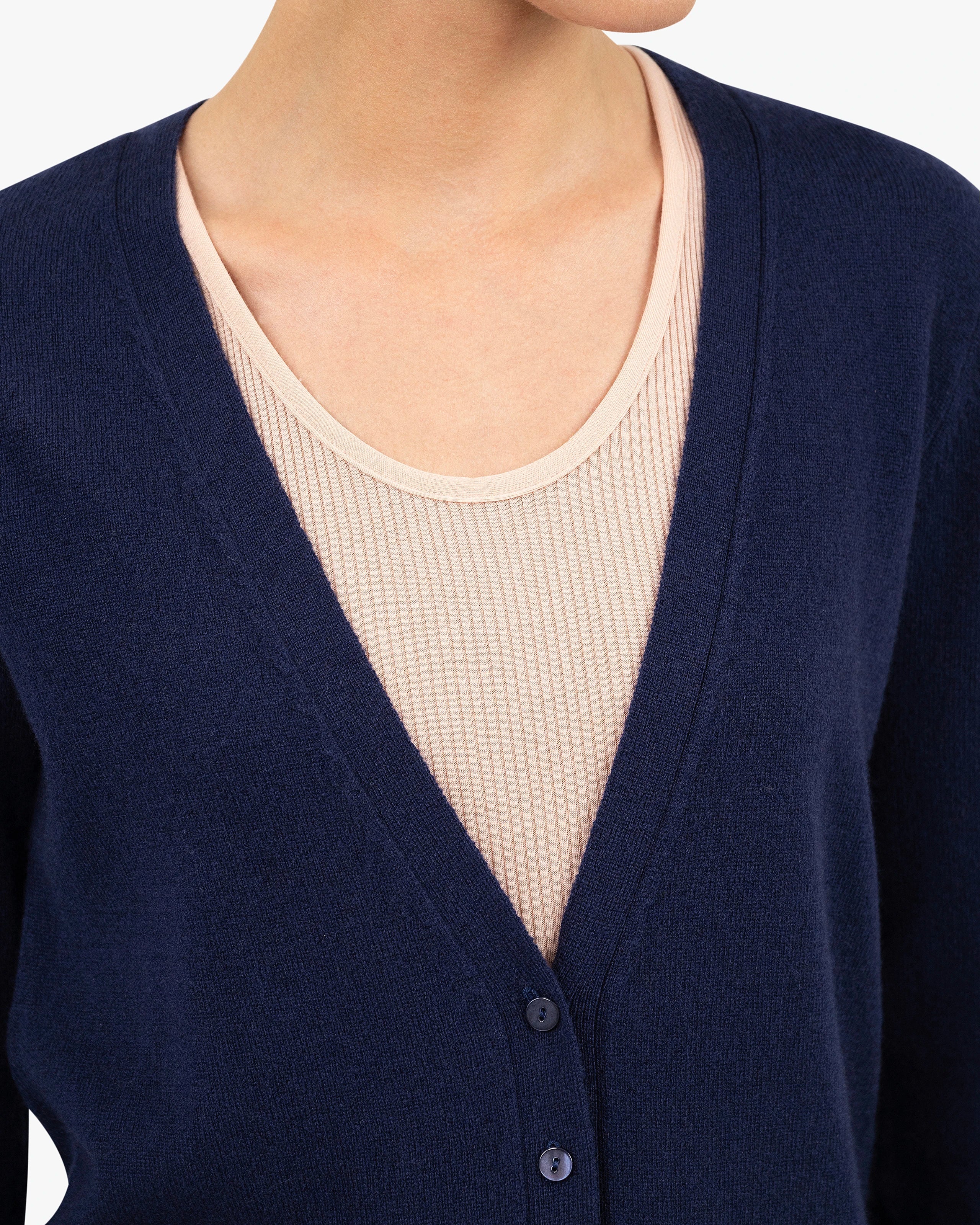 Women's Essential V-Neck Cardigan - Blue Cashmere