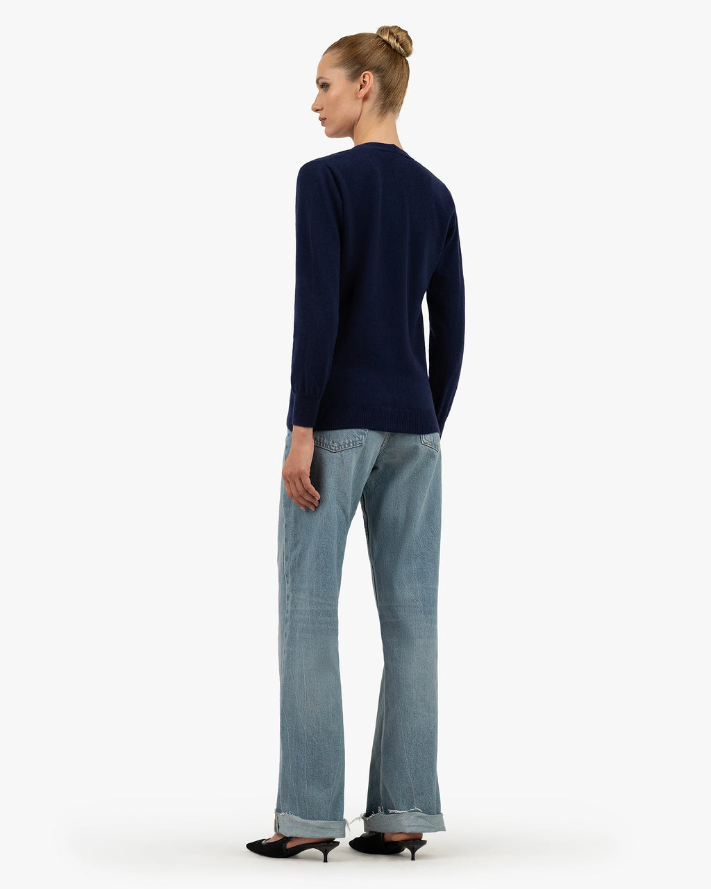 Women's Essential V-Neck Cardigan - Blue Cashmere