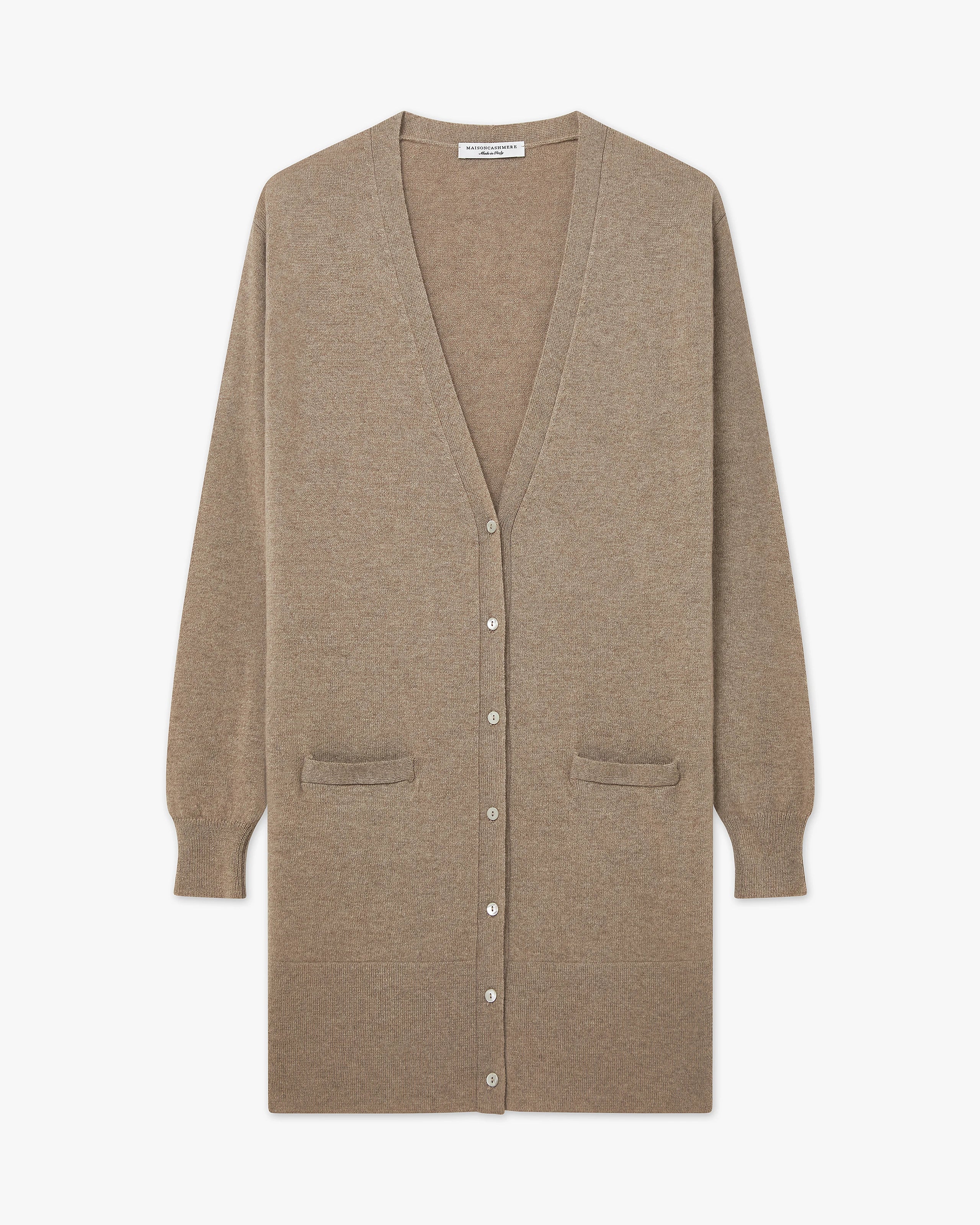Essential Long Cardigan - Taupe Cashmere