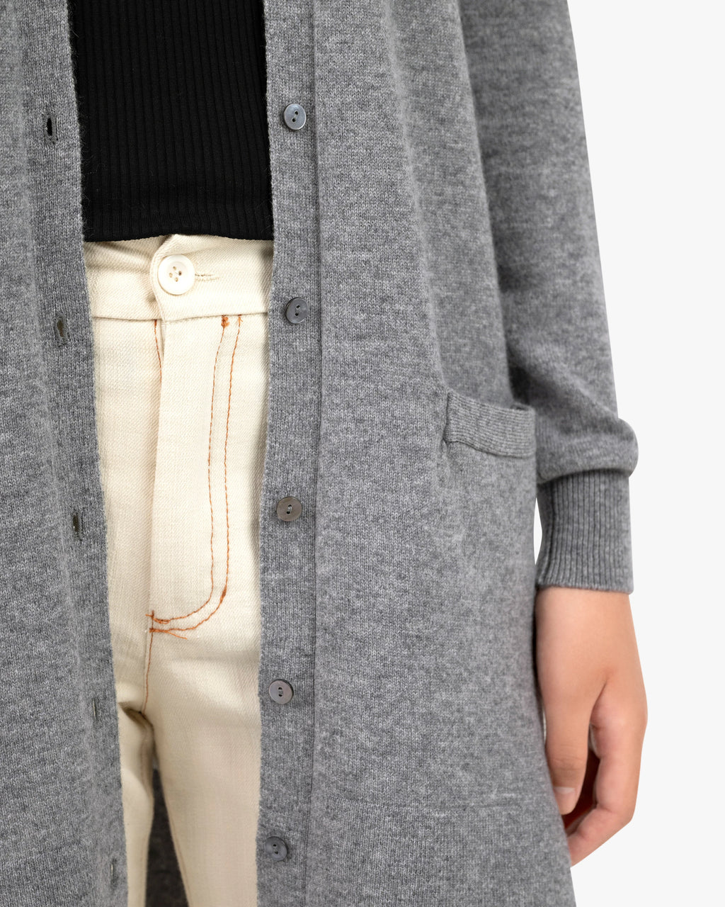 Essential Long Cardigan - Medium Grey Cashmere