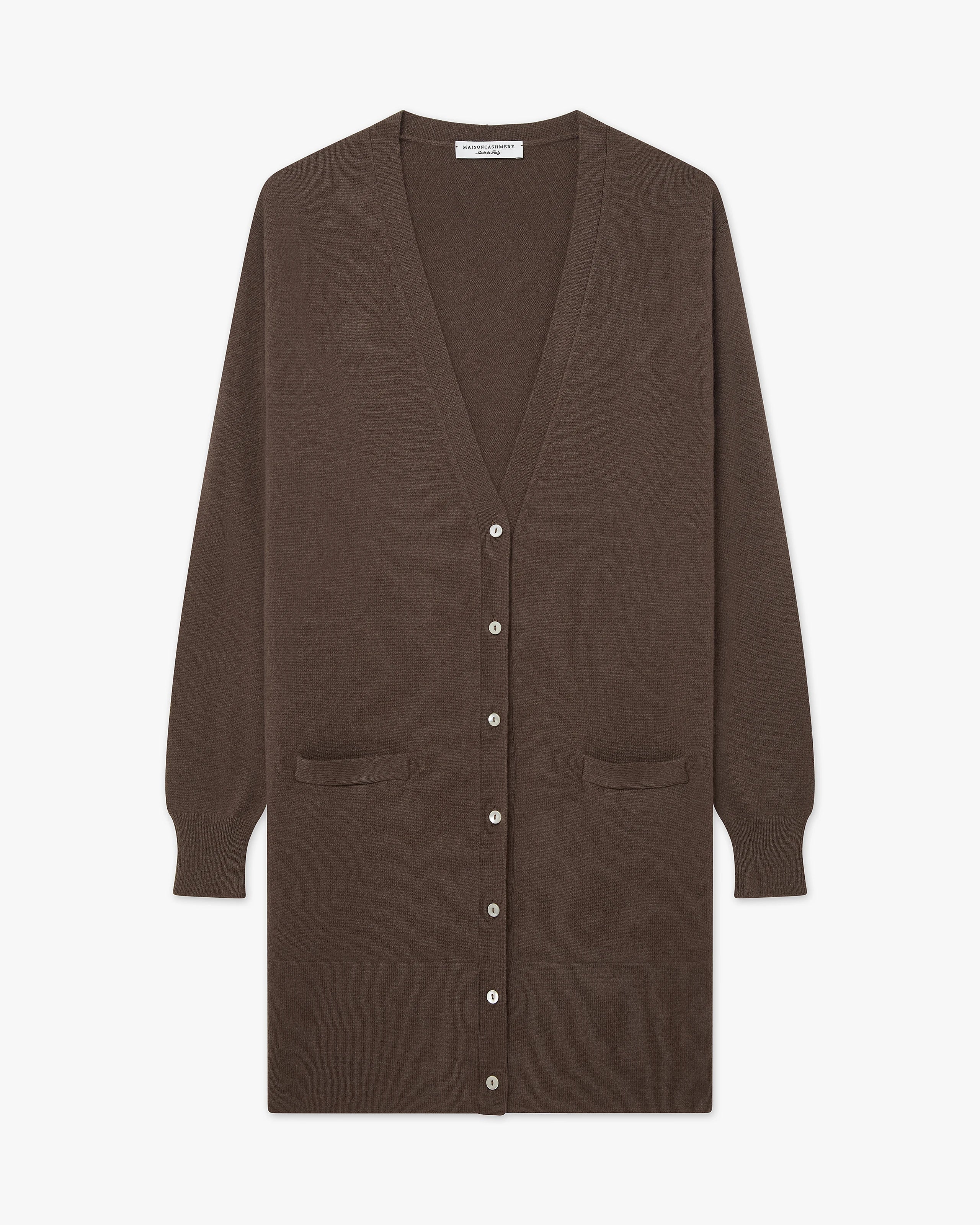Essential Long Cardigan - Brown Cashmere