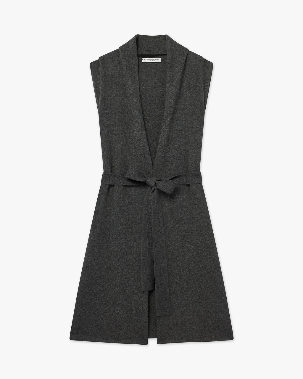 Essential Long Sleeveless Cashmere Cardigan - Charcoal Essential Long Sleeveless Cashmere Cardigan - Charcoal