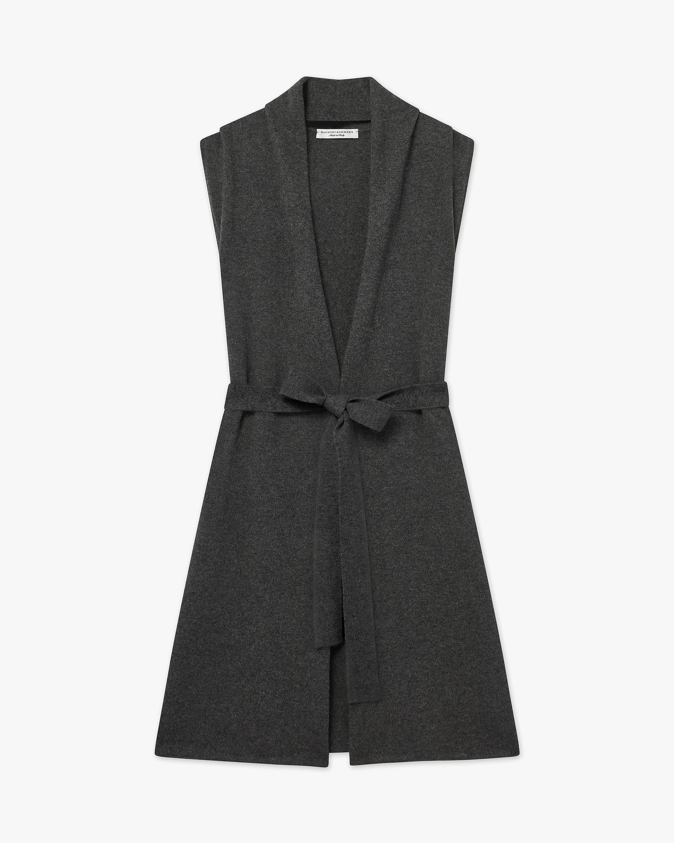 Essential Sleeveless Cardigan - Charcoal Cashmere