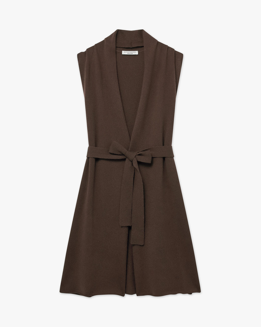 Essential Sleeveless Cardigan - Brown Cashmere