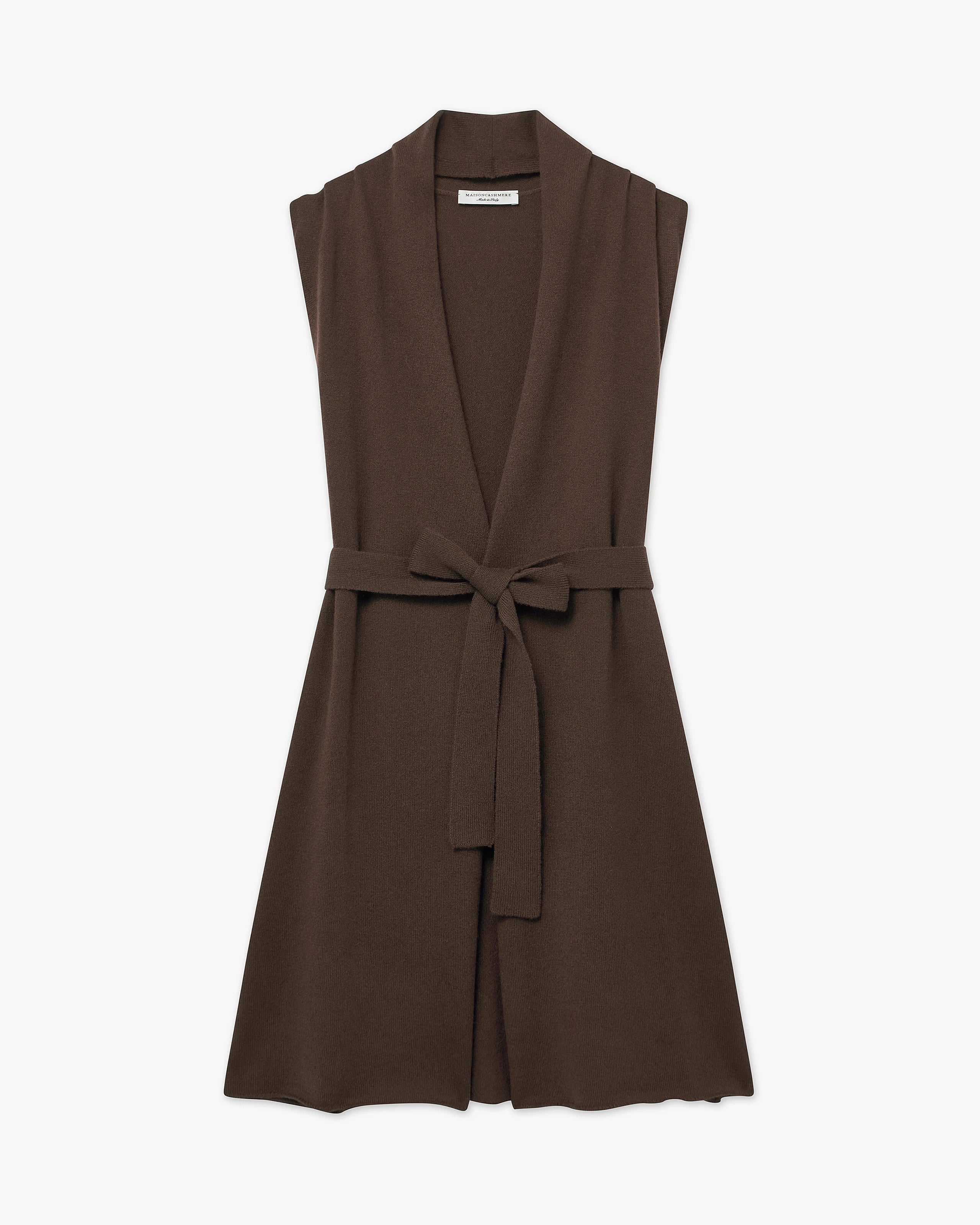 Essential Sleeveless Cardigan - Brown Cashmere