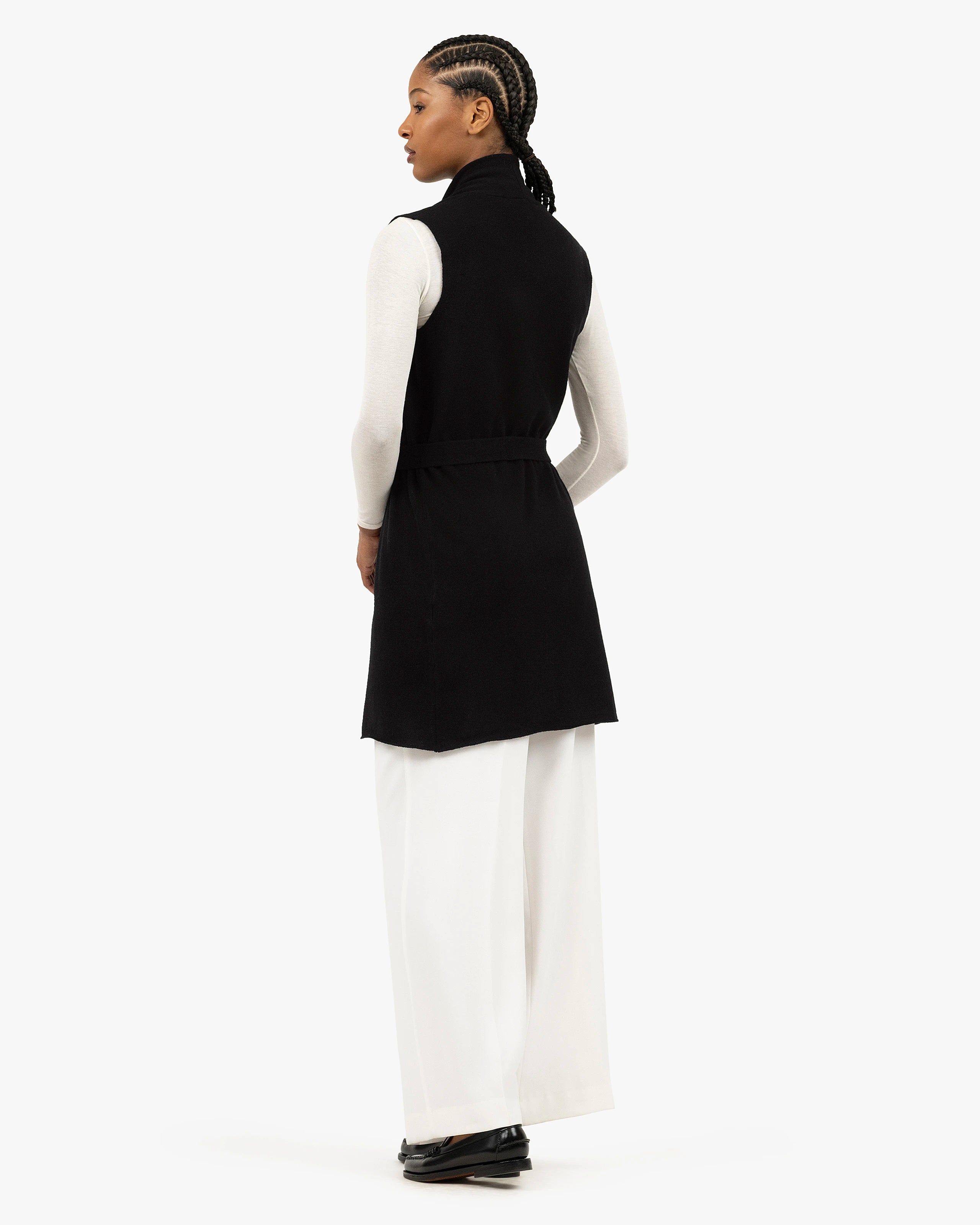 Essential Sleeveless Cardigan - Black Cashmere