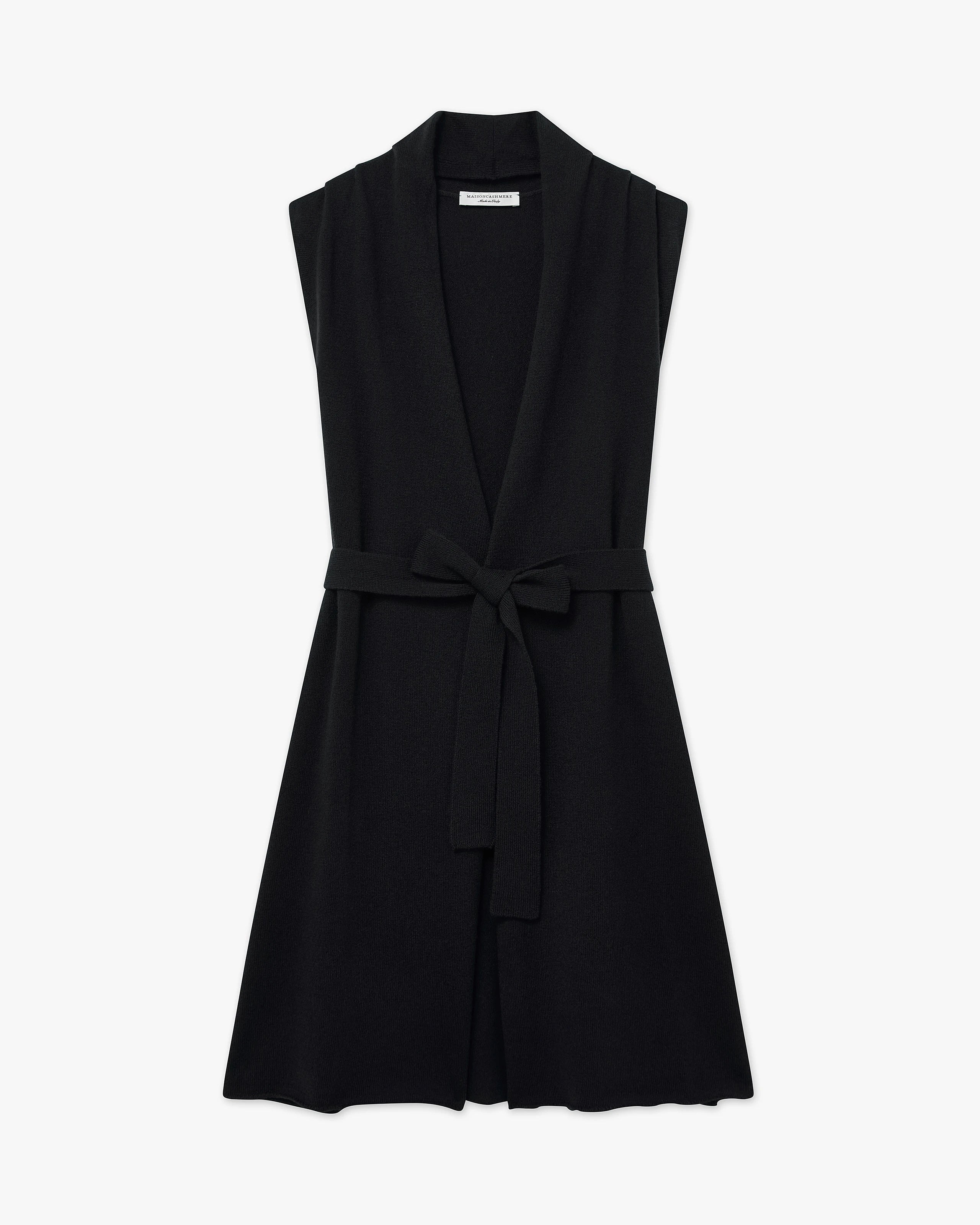 Essential Sleeveless Cardigan - Black Cashmere