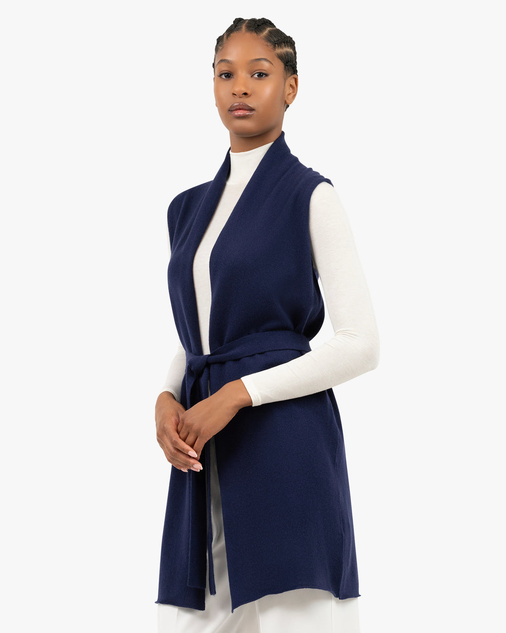 Essential Sleeveless Cardigan - Blue Cashmere