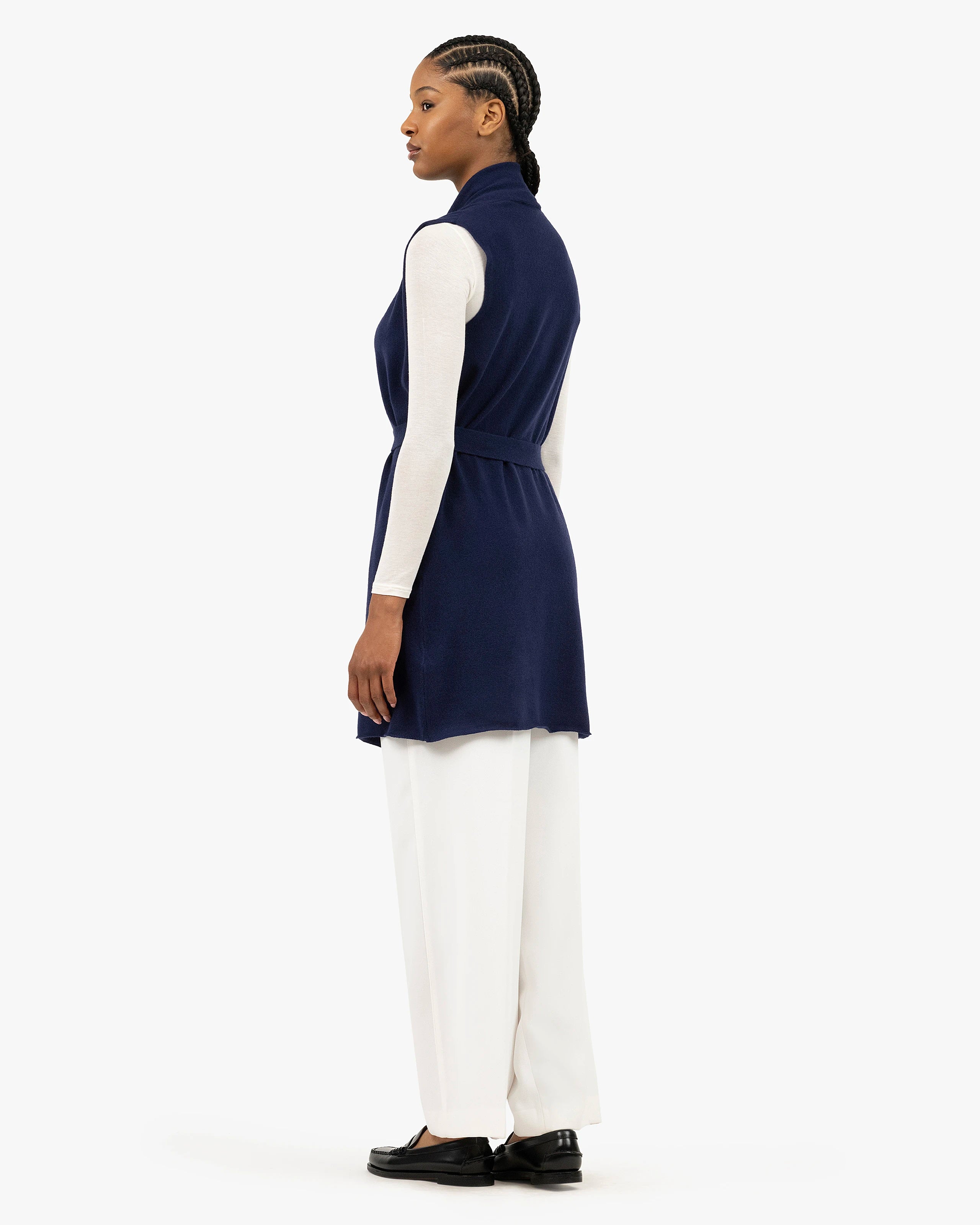 Essential Sleeveless Cardigan - Blue Cashmere