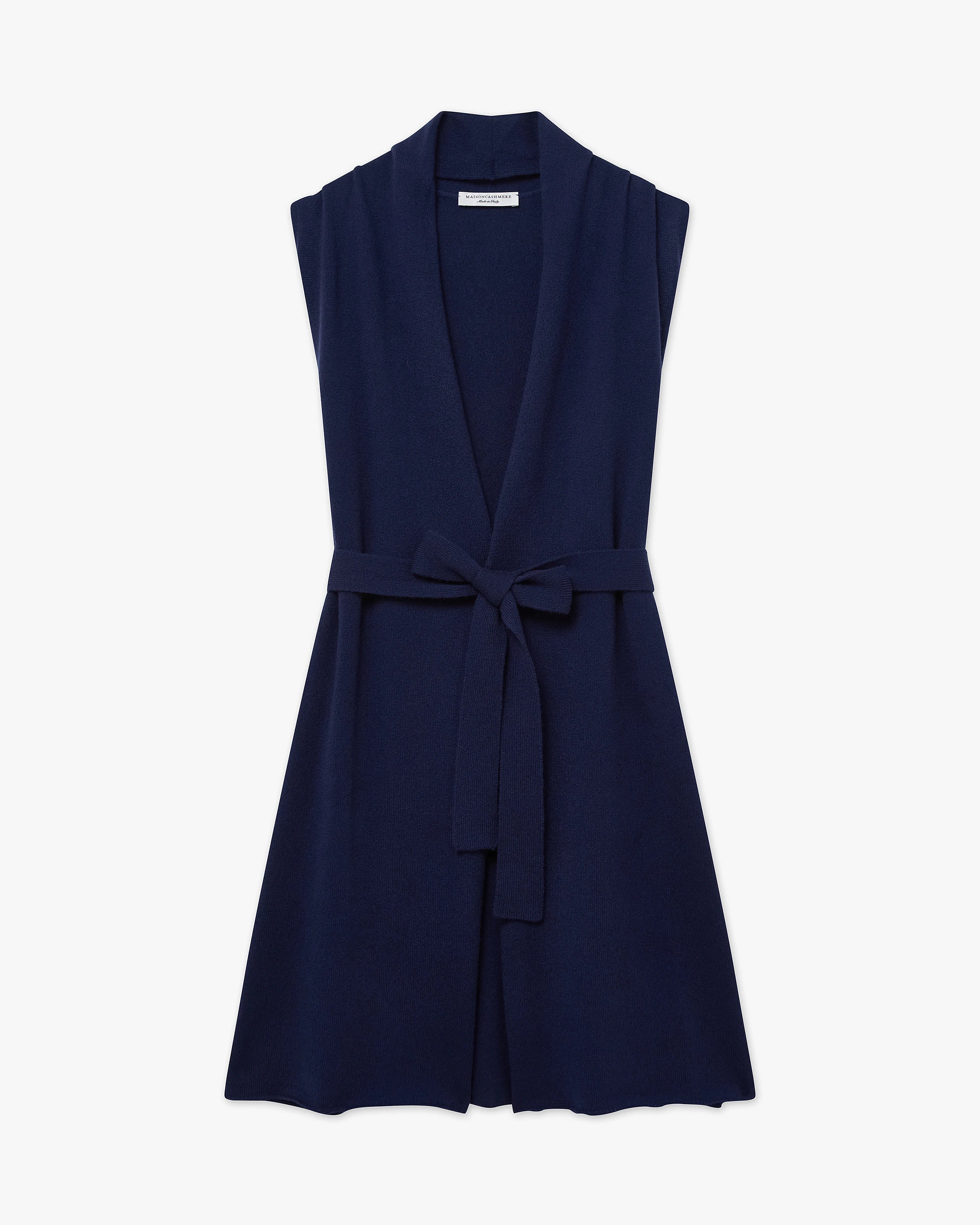 Essential Sleeveless Cardigan - Blue Cashmere