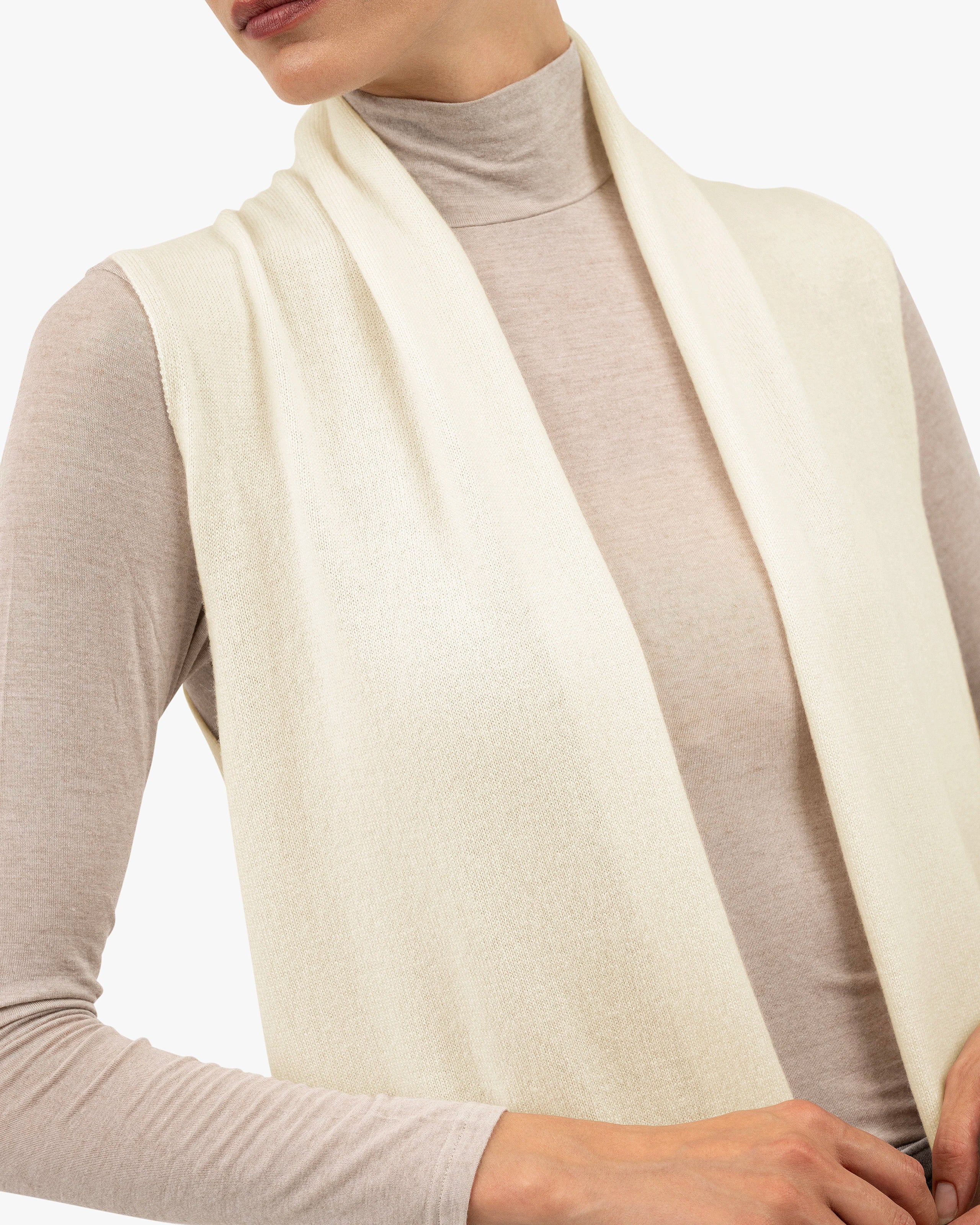 Essential Sleeveless Cardigan - White Cashmere