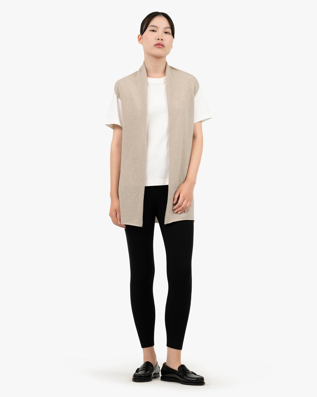 Essential Sleeveless Cardigan - Beige Cashmere
