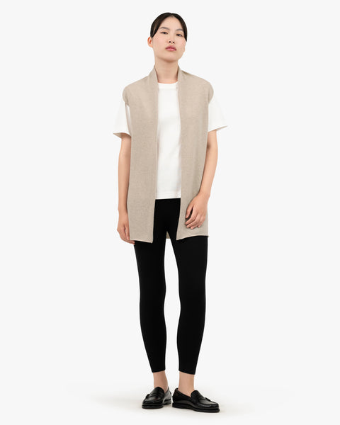 Essential Sleeveless Cardigan - Beige Cashmere
