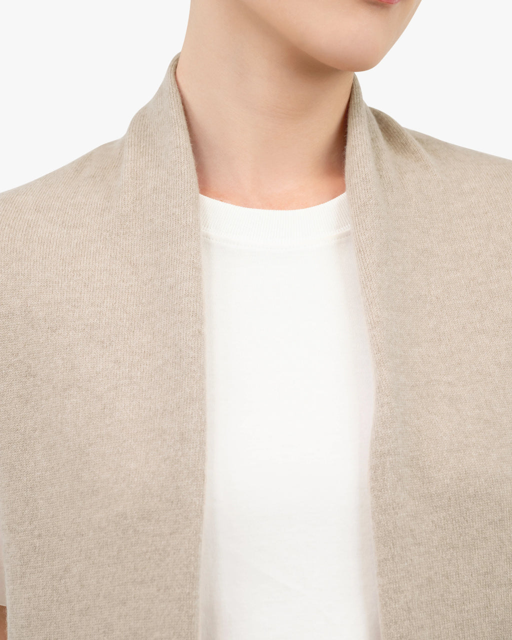 Essential Sleeveless Cardigan - Beige Cashmere
