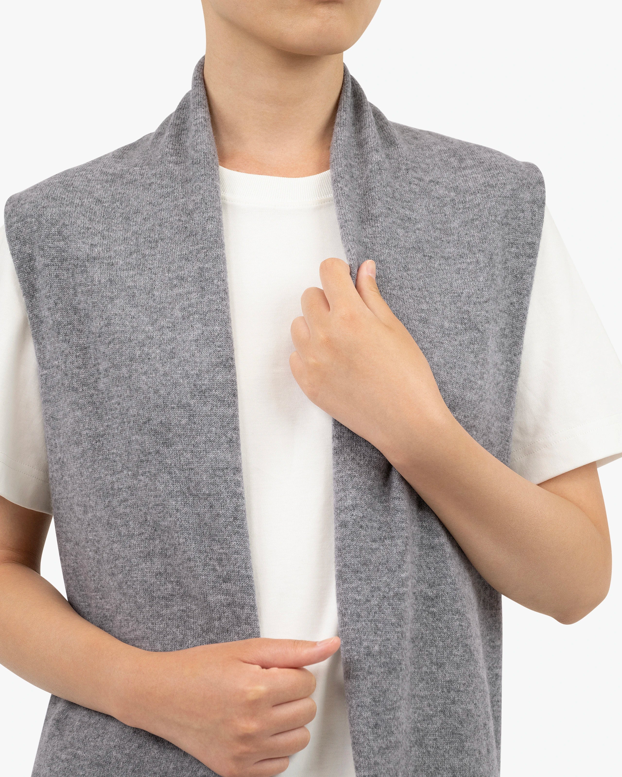Essential Sleeveless Cardigan - Medium Grey Cashmere