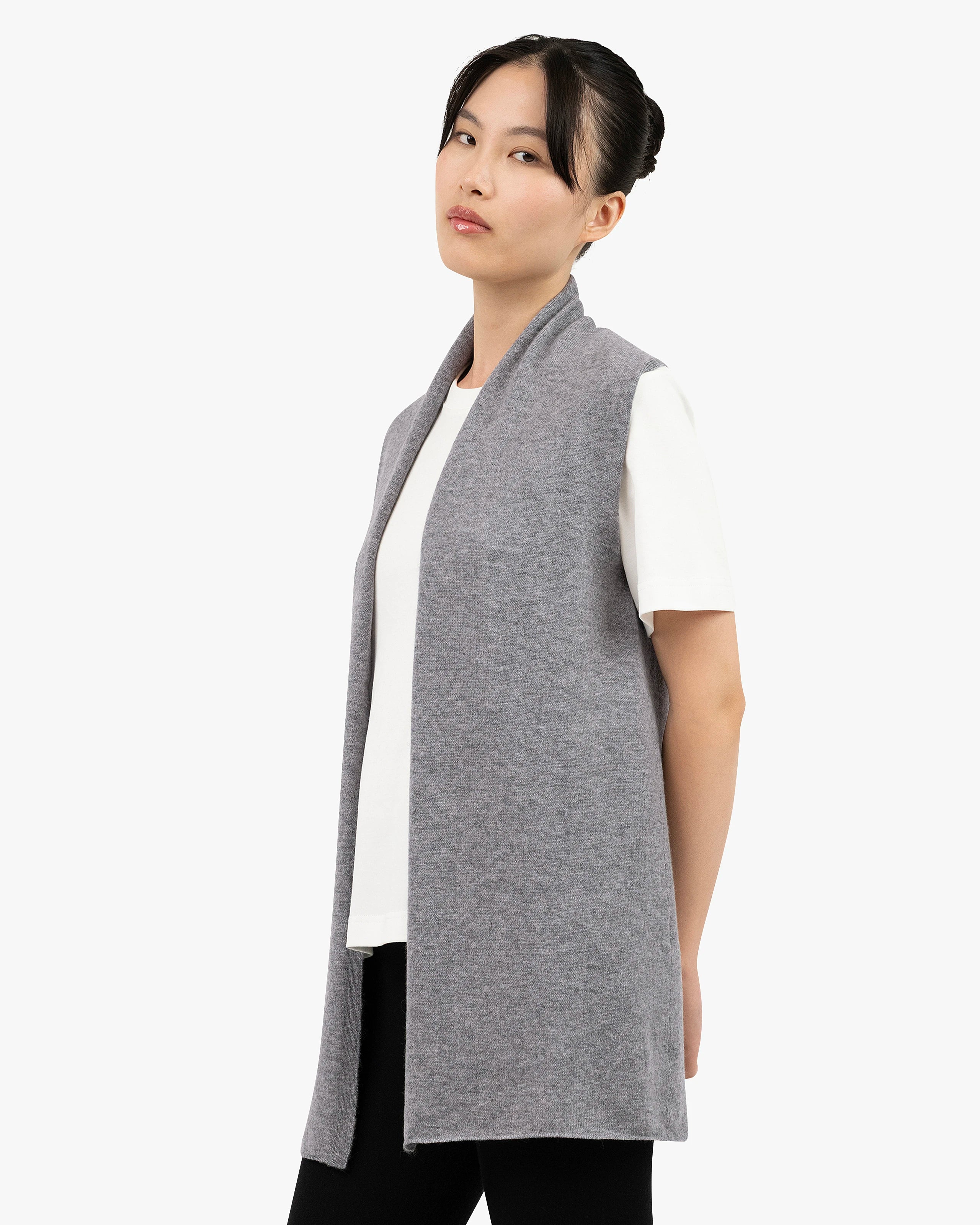 Essential Sleeveless Cardigan - Medium Grey Cashmere