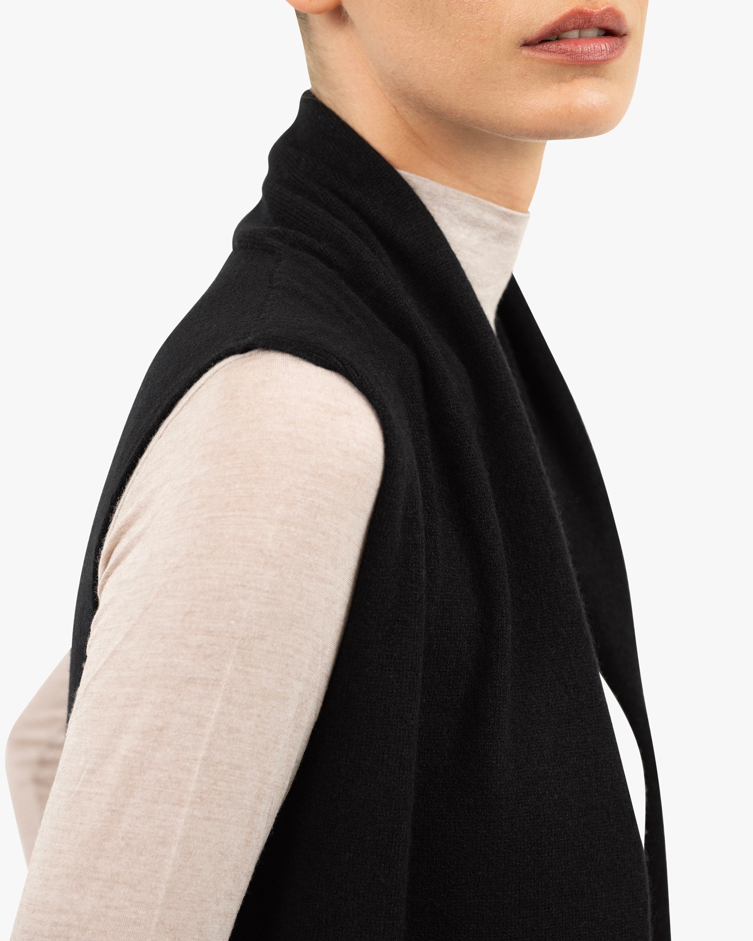 Essential Sleeveless Cardigan - Black Cashmere