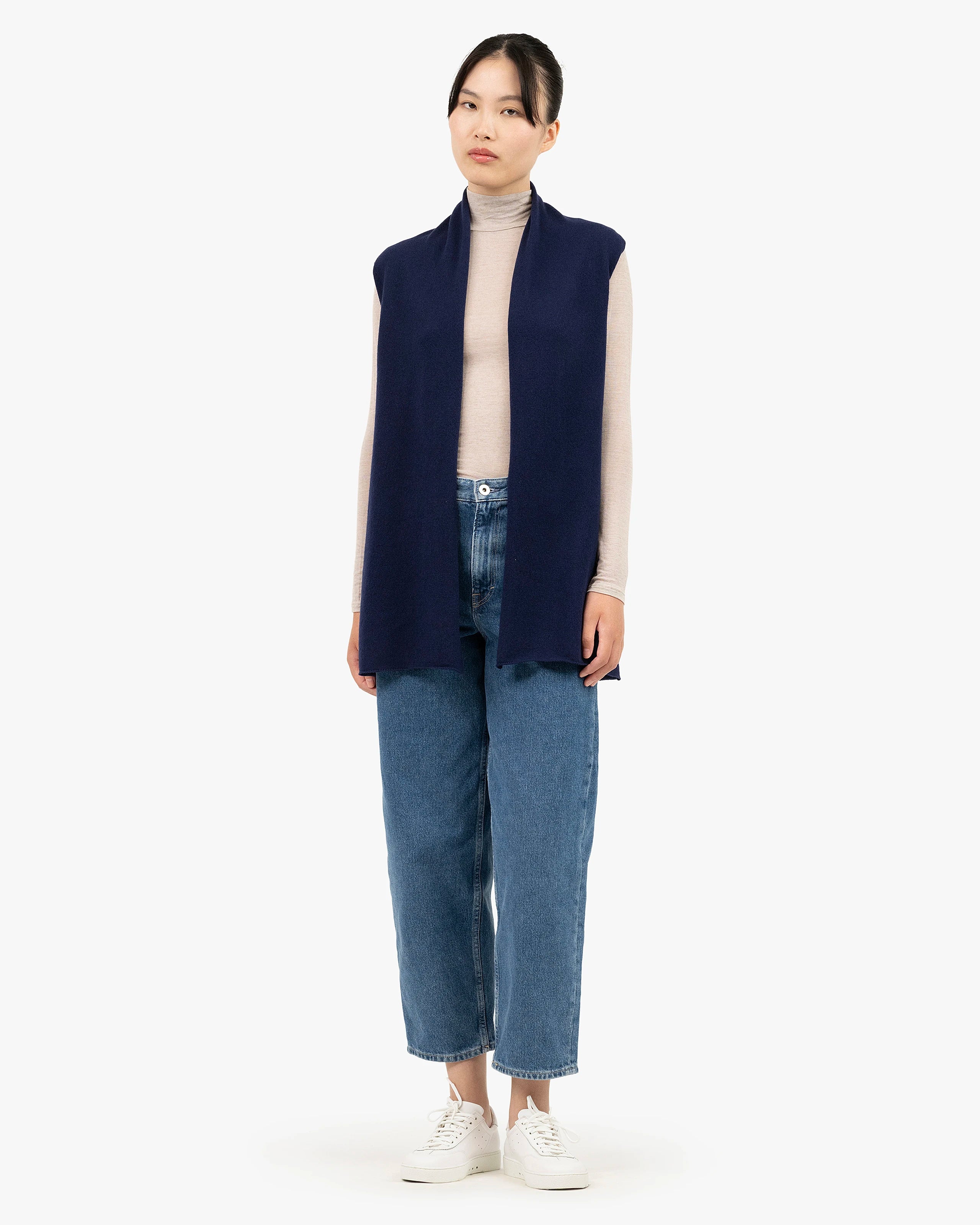 Essential Sleeveless Cardigan - Blue Cashmere