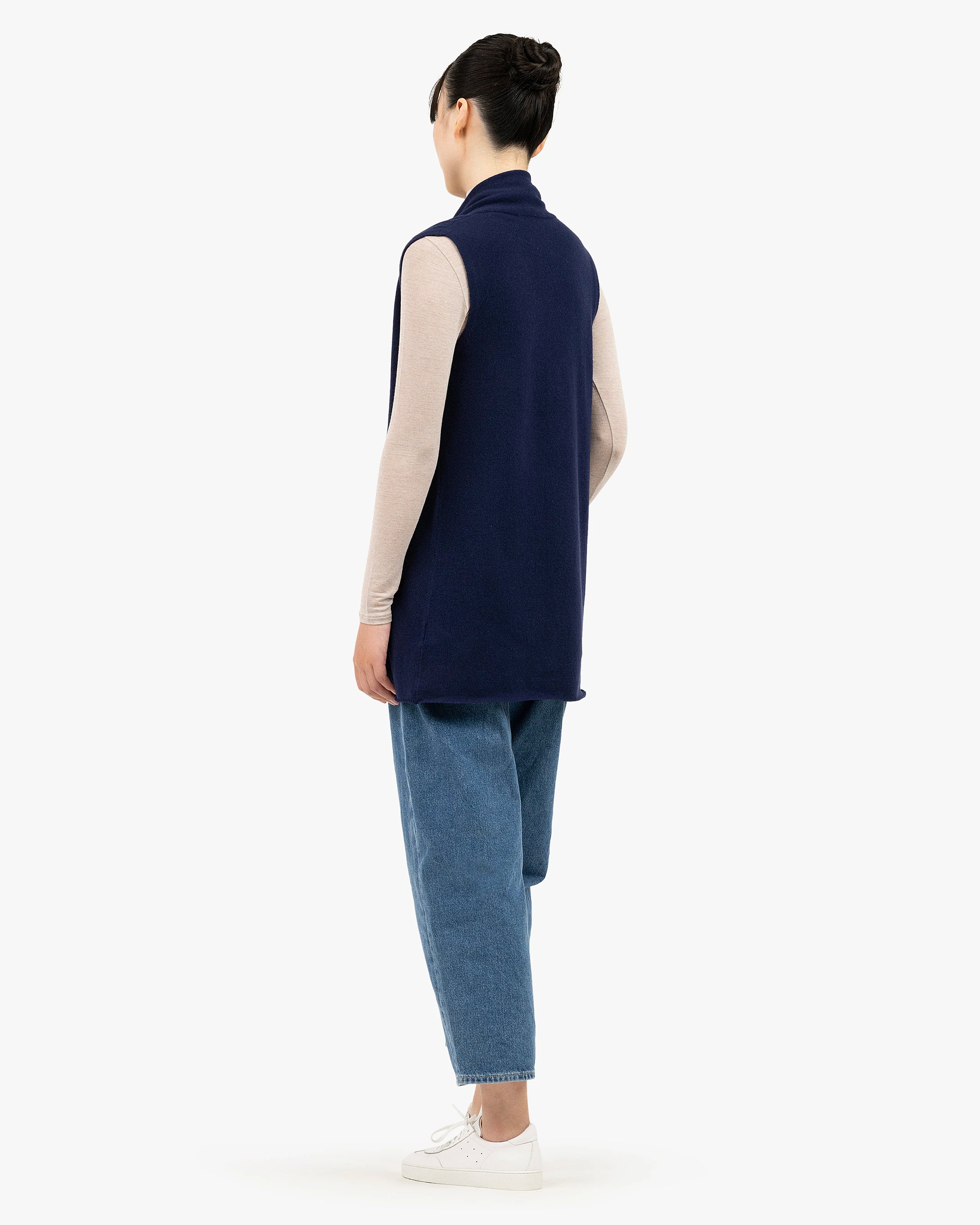 Essential Sleeveless Cardigan - Blue Cashmere