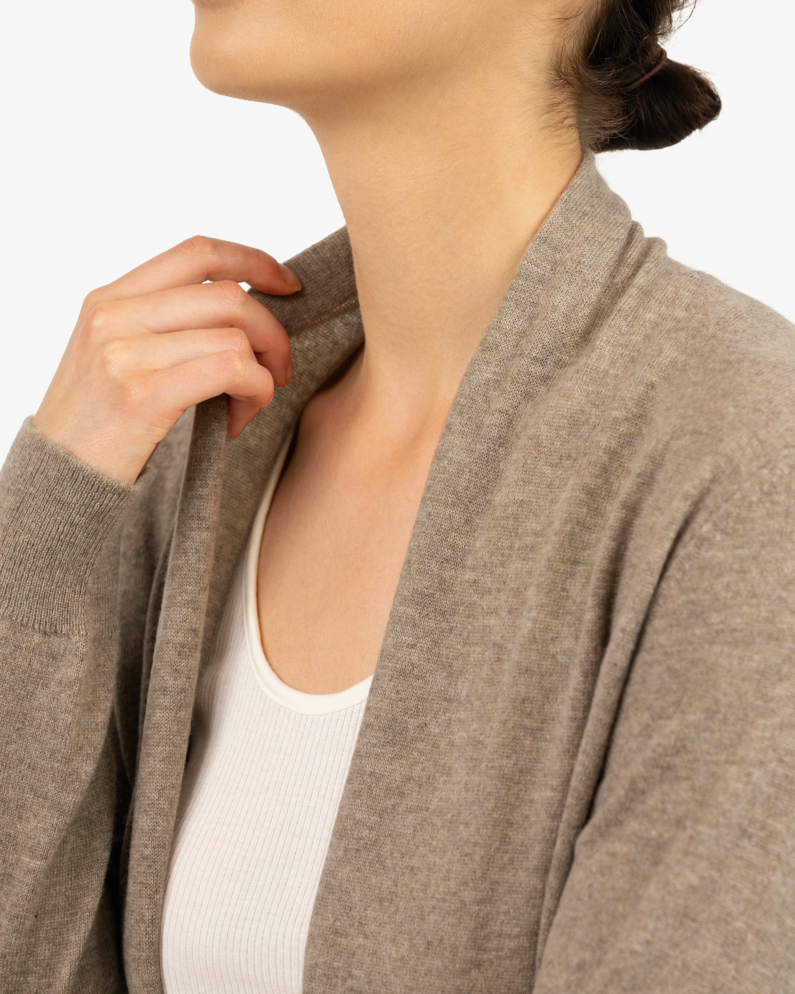 Stresa Long Cardigan - Taupe Cashmere