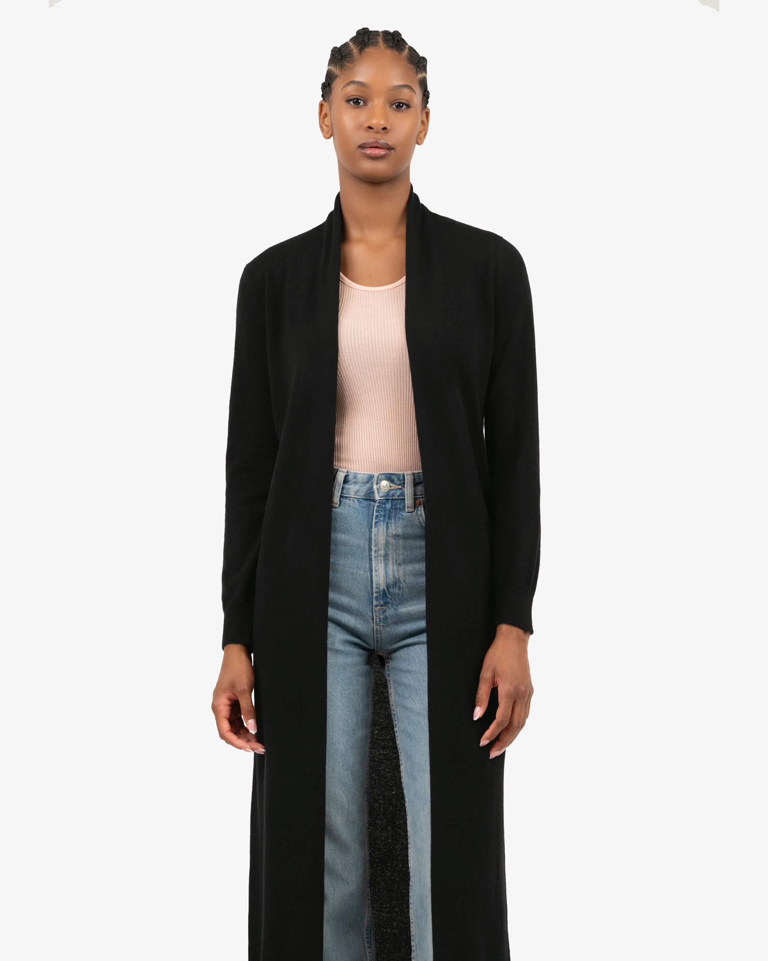 Women's Stresa Long Cashmere Cardigan - Black | MaisonCashmere Women's Stresa Long Cashmere Cardigan - Black | MaisonCashmere