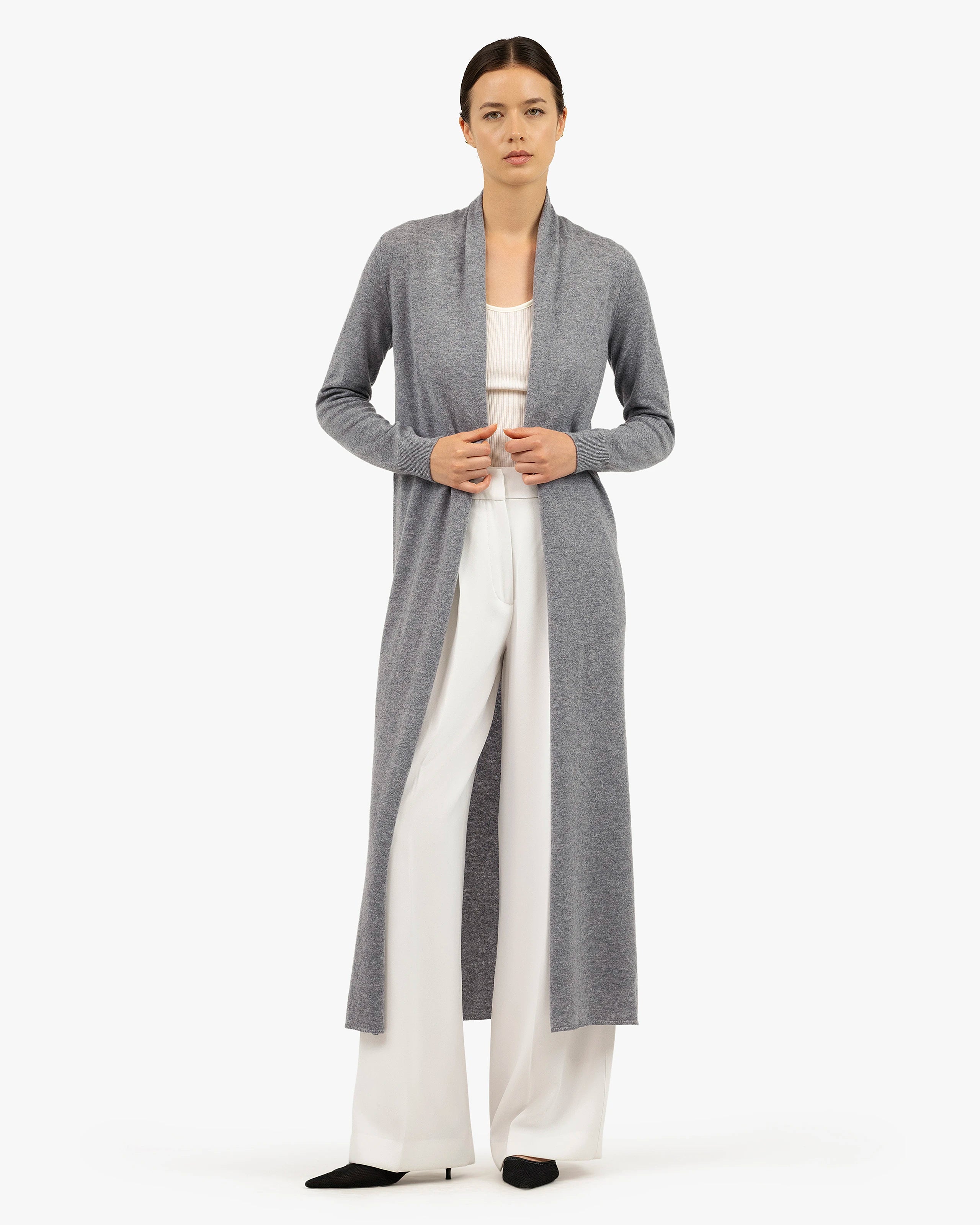 Stresa Long Cardigan - Grey Cashmere