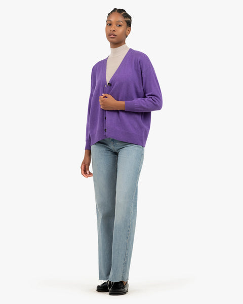 Women's Velia Maxi Cashmere Cardigan - Purple | MaisonCashmere