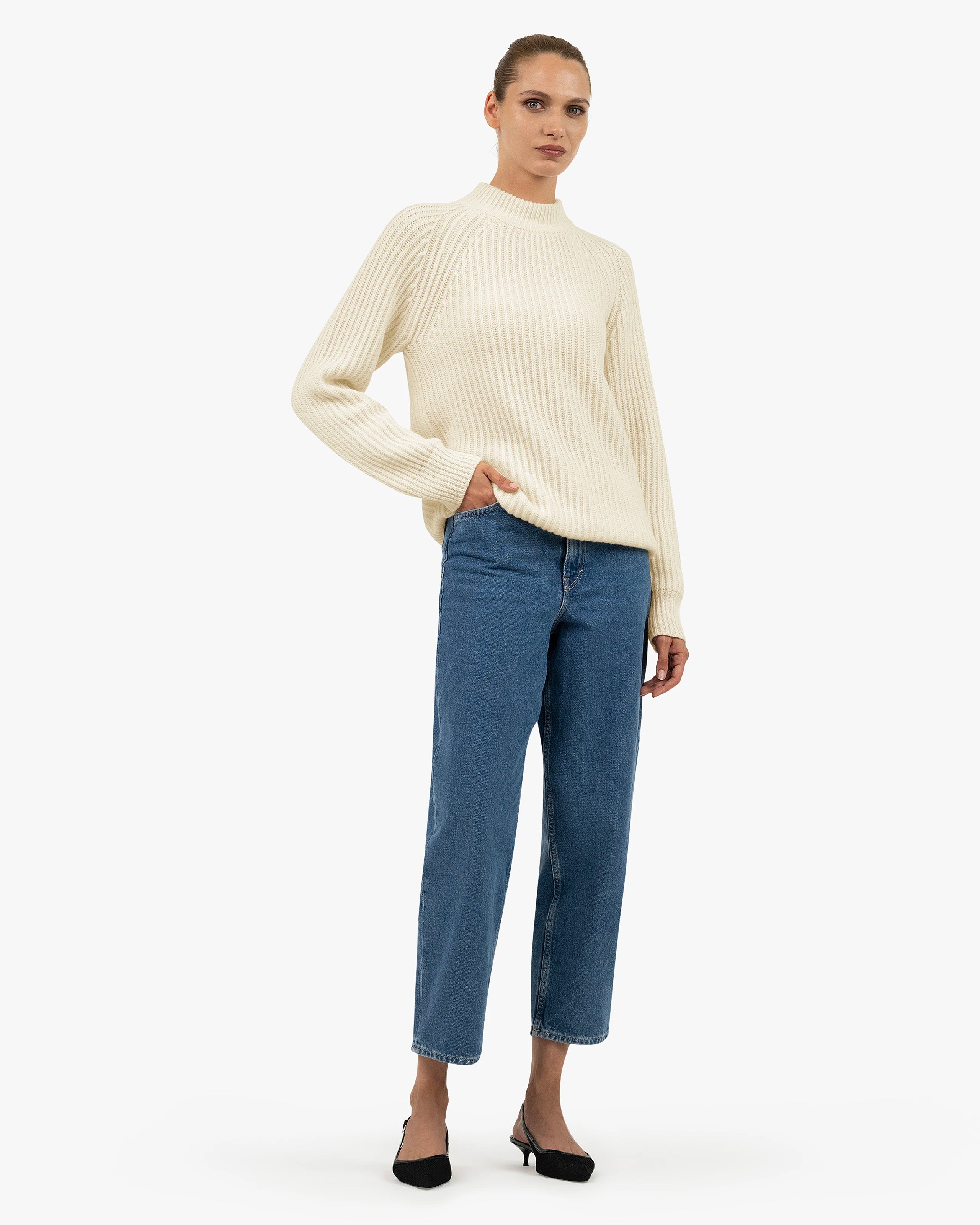 Women's Celerina Crew Neck Sweater - White Cashmere