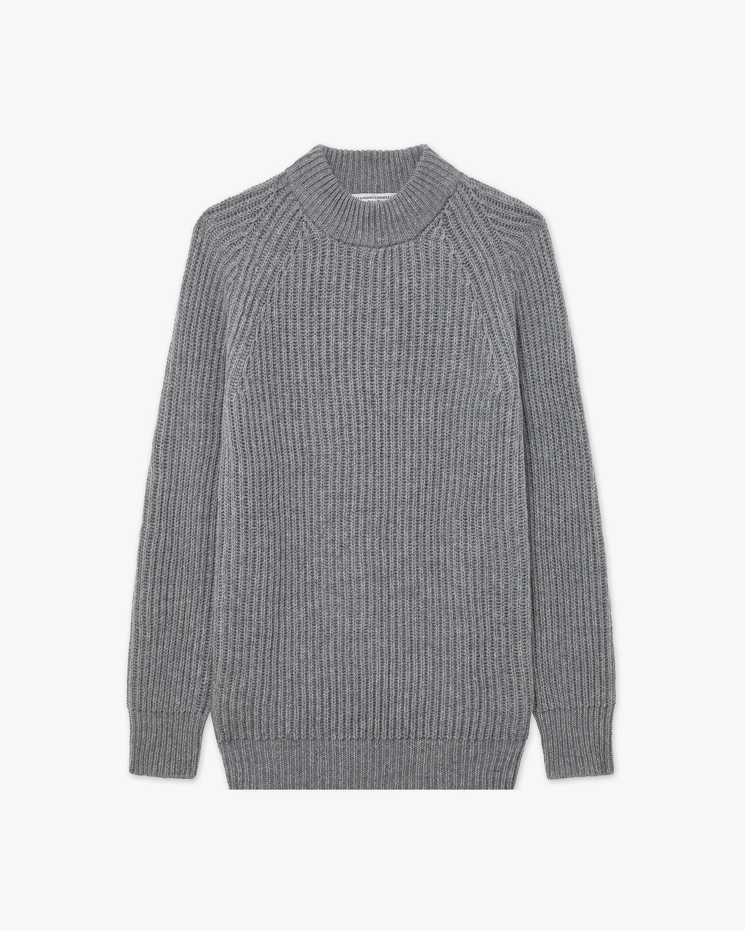 Celerina Cashmere Crew Neck Sweater Medium Grey MaisonCashmere