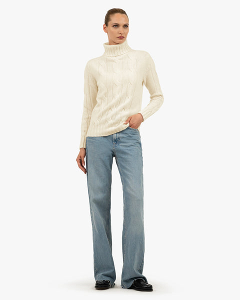 Celerina Cashmere Turtleneck Sweater - White | MaisonCashmere