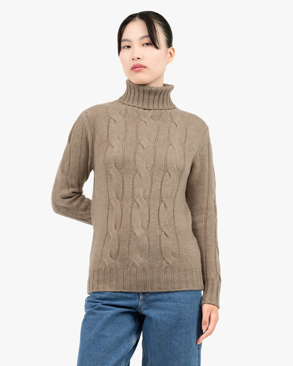 Women's Celerina Turtleneck Sweater - Taupe Cashmere