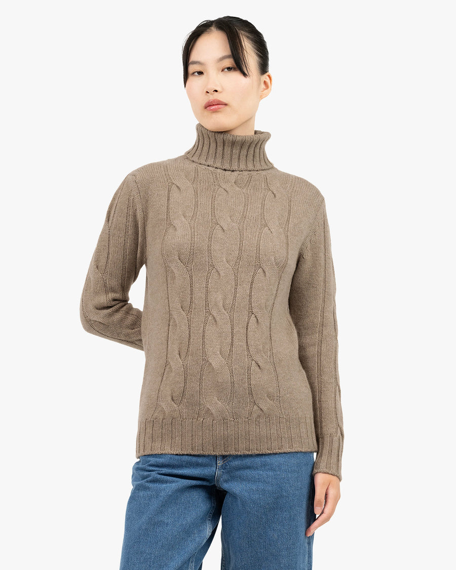 Women's Celerina Turtleneck Sweater - Taupe Cashmere