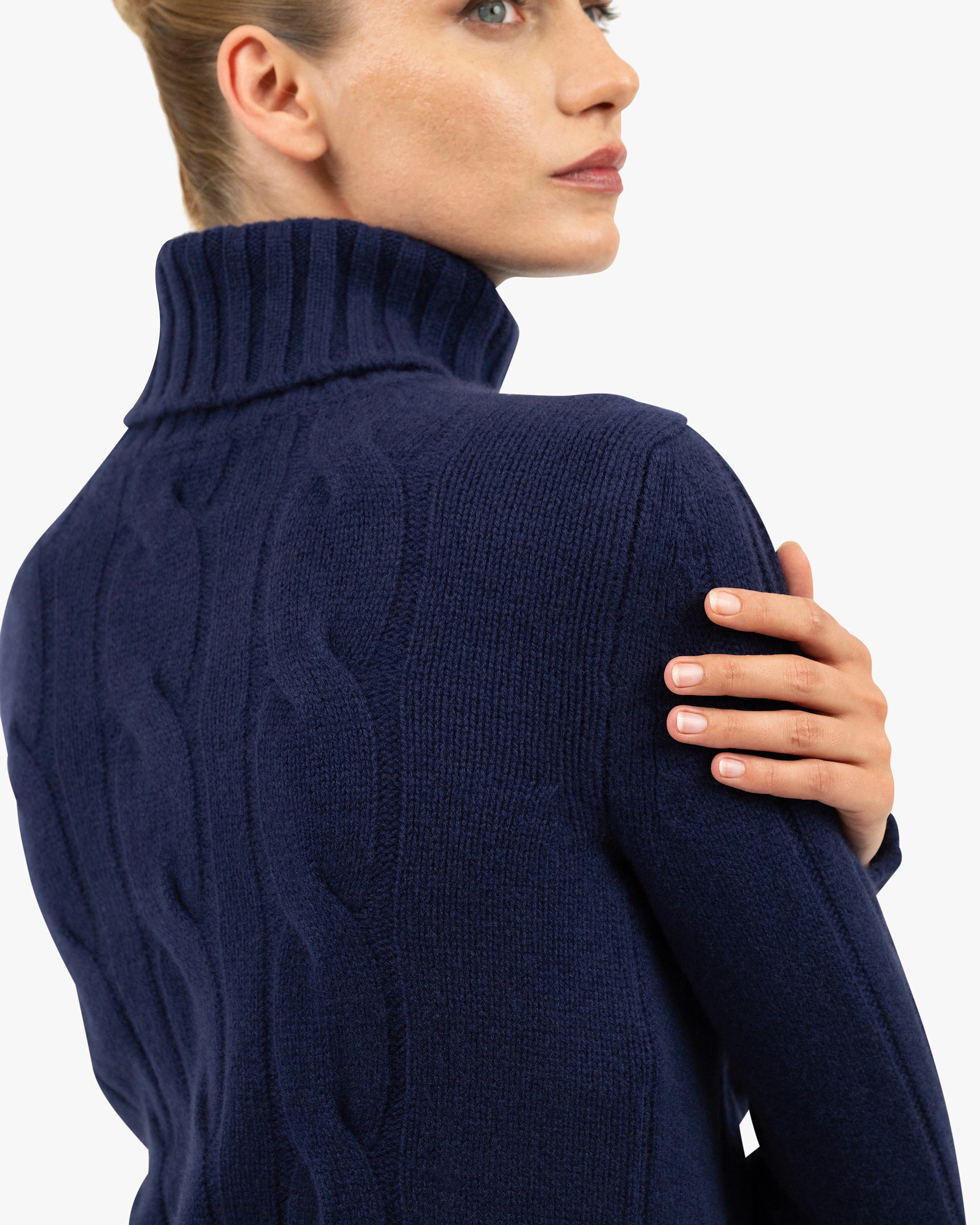 Women's Celerina Turtleneck Sweater - Blue Cashmere