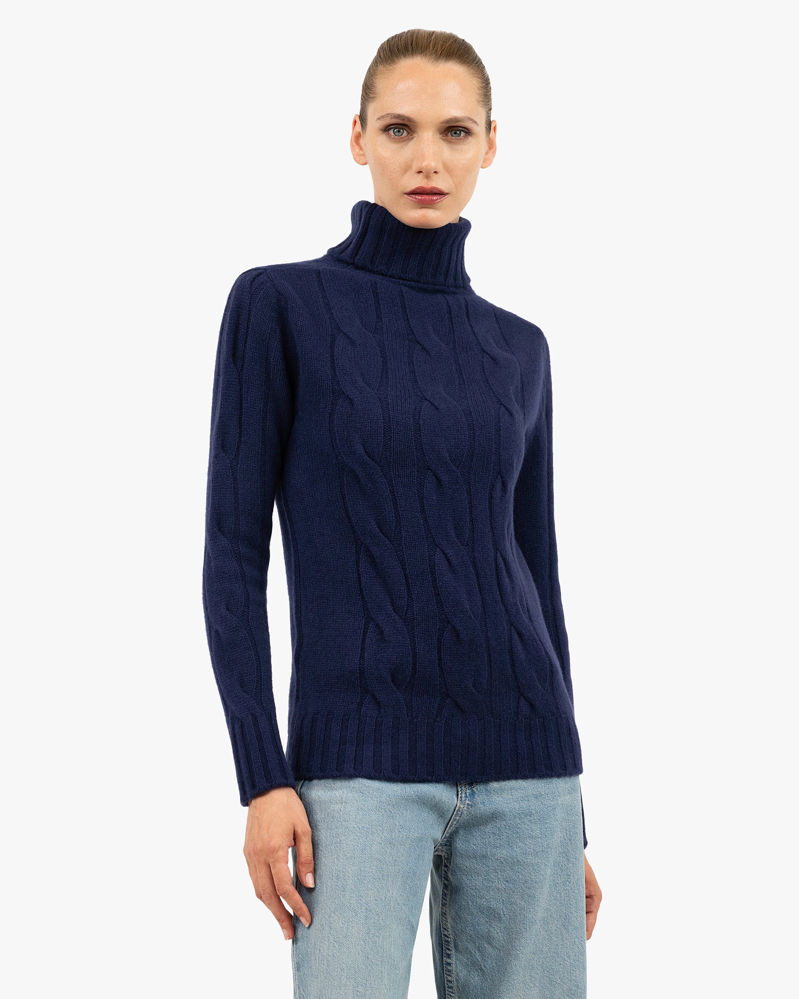 Women's Celerina Turtleneck Sweater - Blue Cashmere