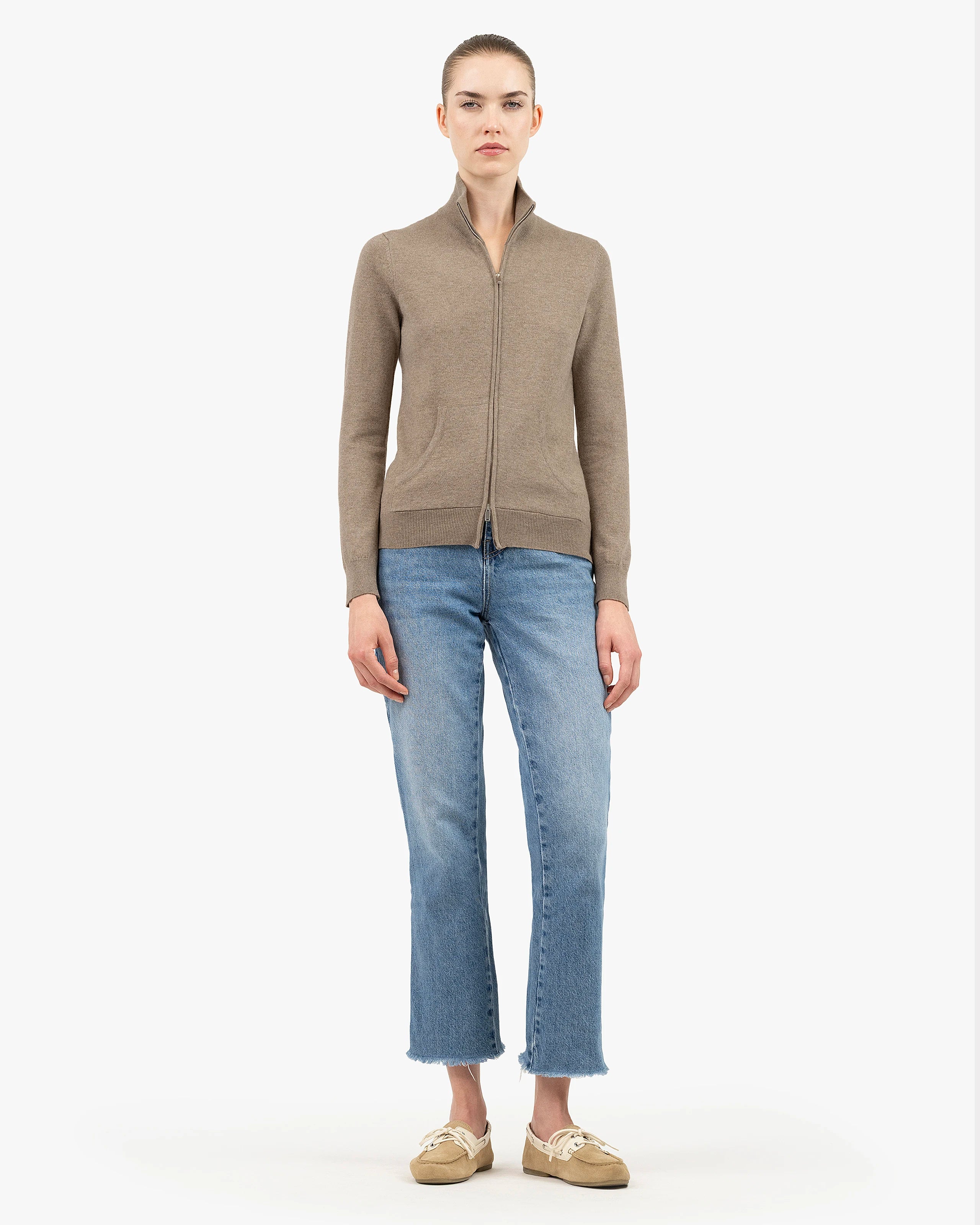 Women's Salò Zip Cardigan - Taupe Cashmere
