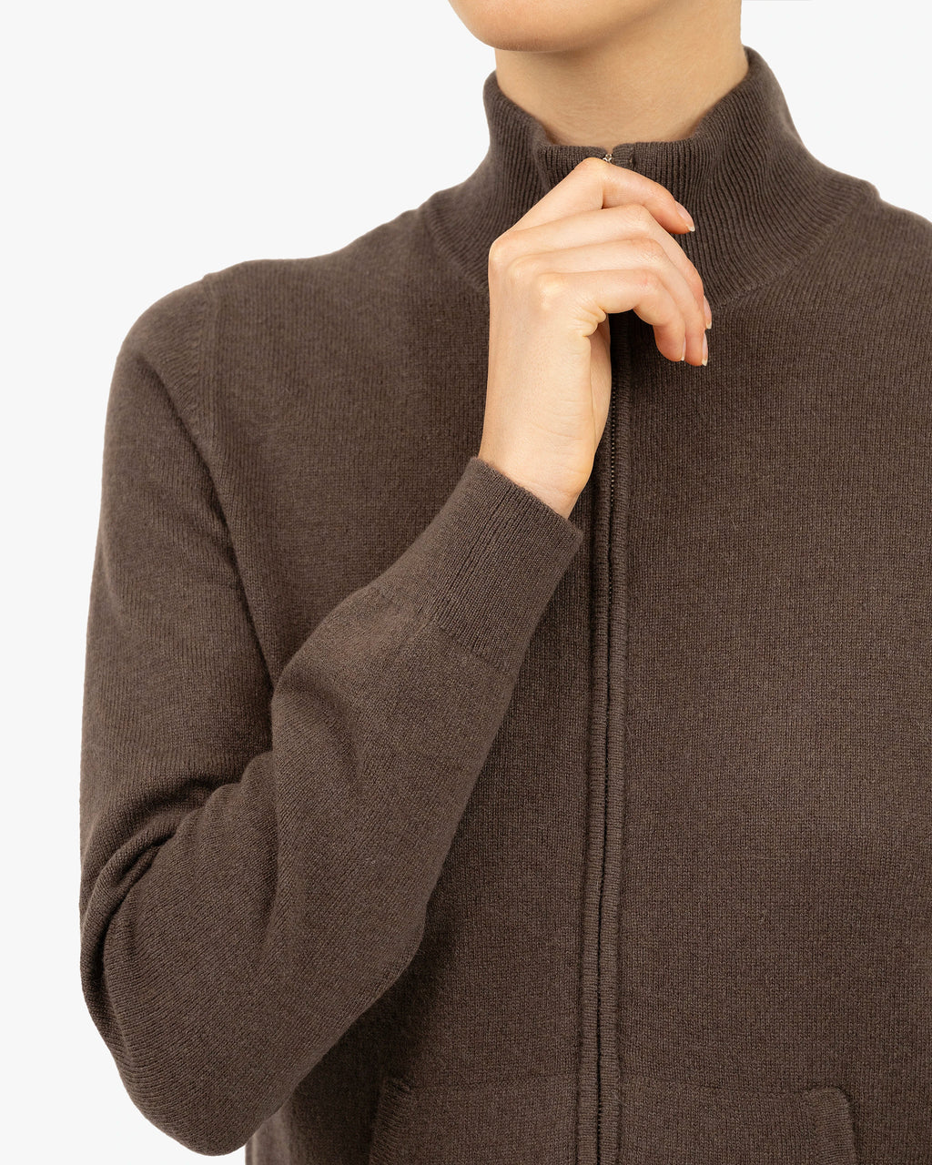 Women's Salò Zip Cardigan - Brown Cashmere