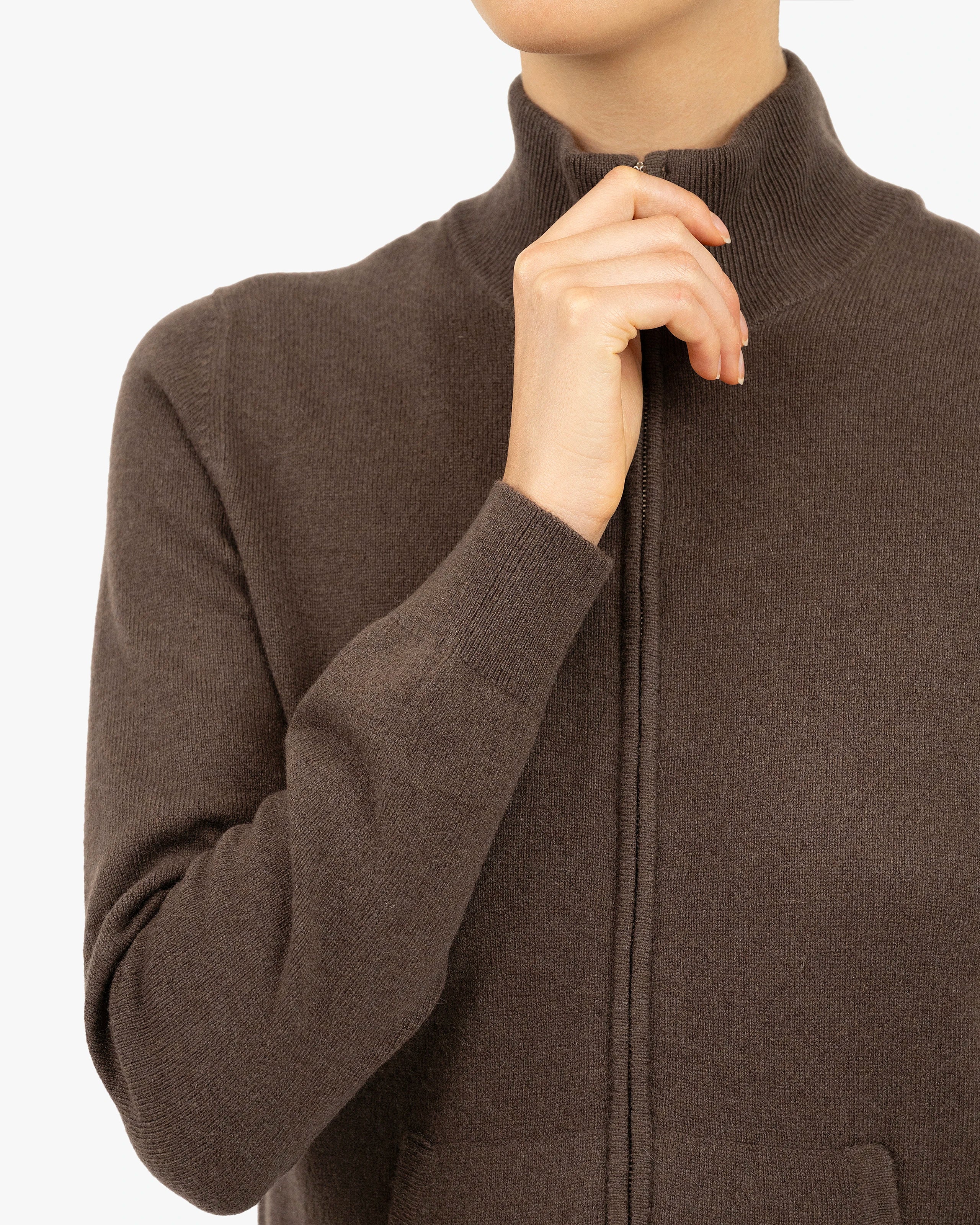 Women's Salò Zip Cardigan - Brown Cashmere