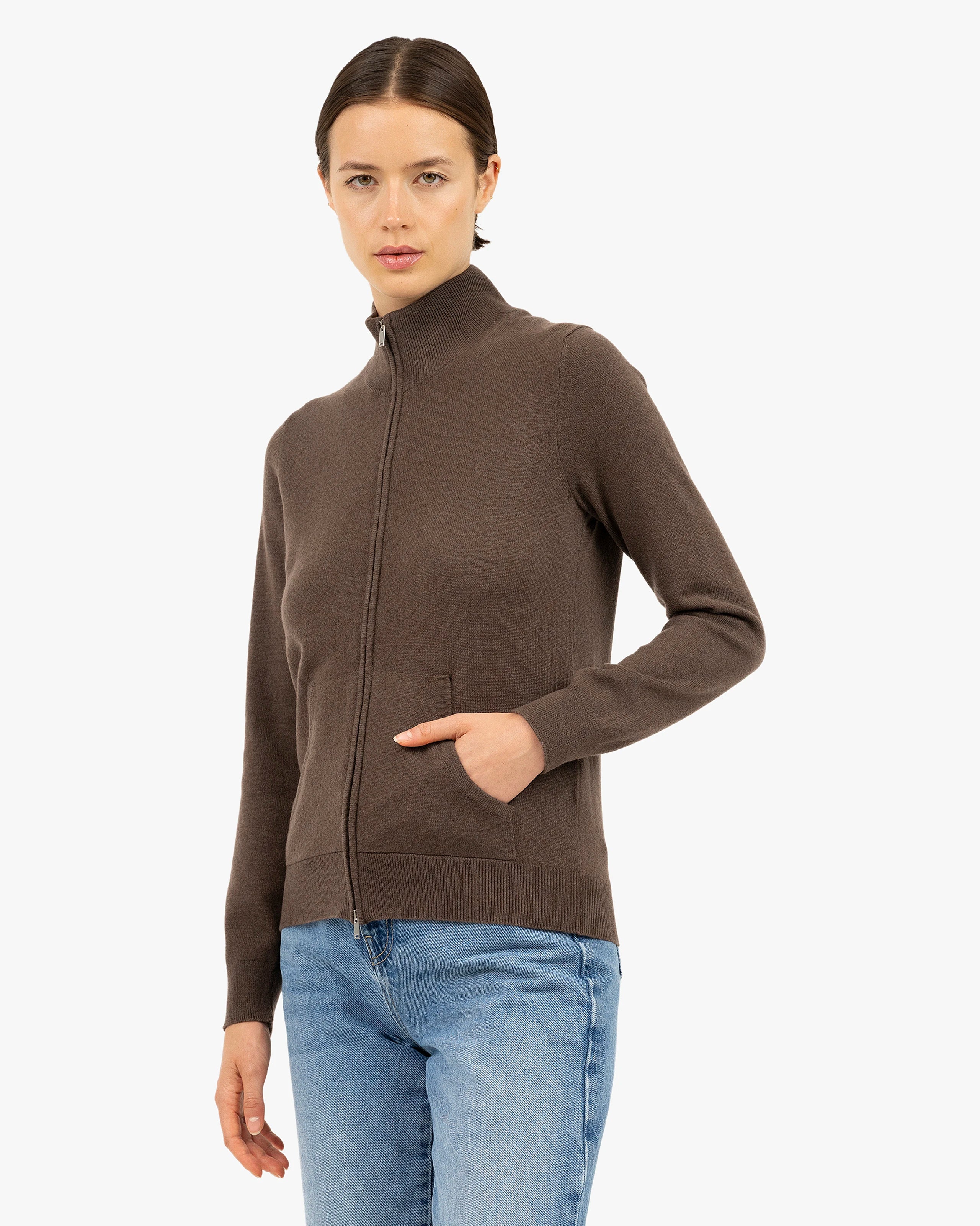 Women's Salò Zip Cardigan - Brown Cashmere