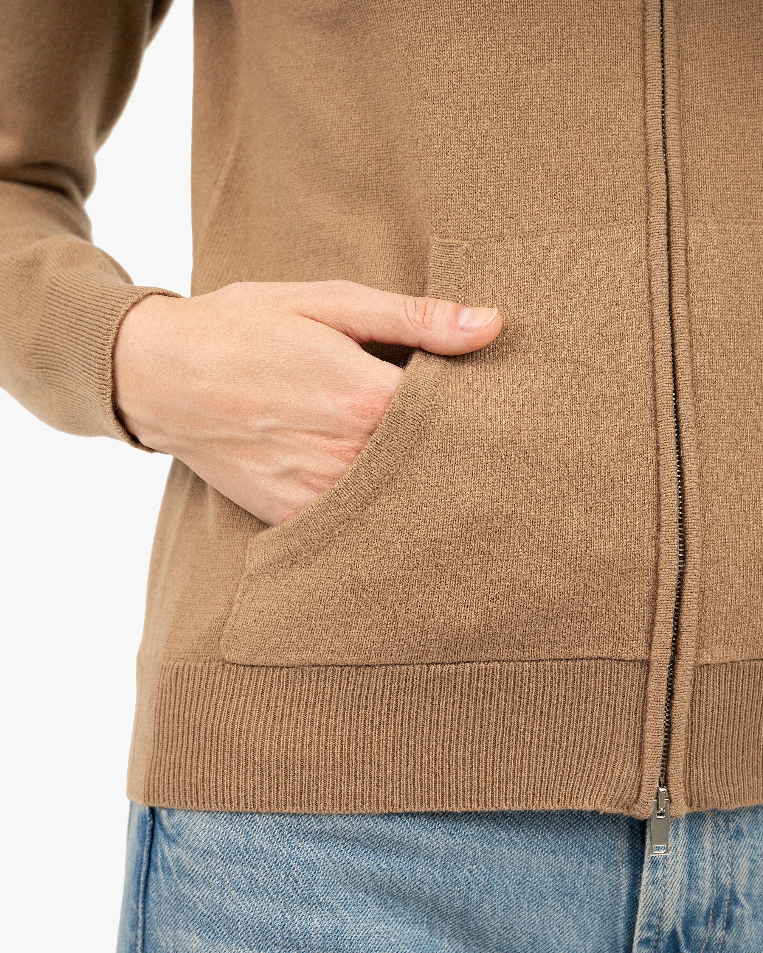 Women's Salò Zip Cardigan - Camel Cashmere