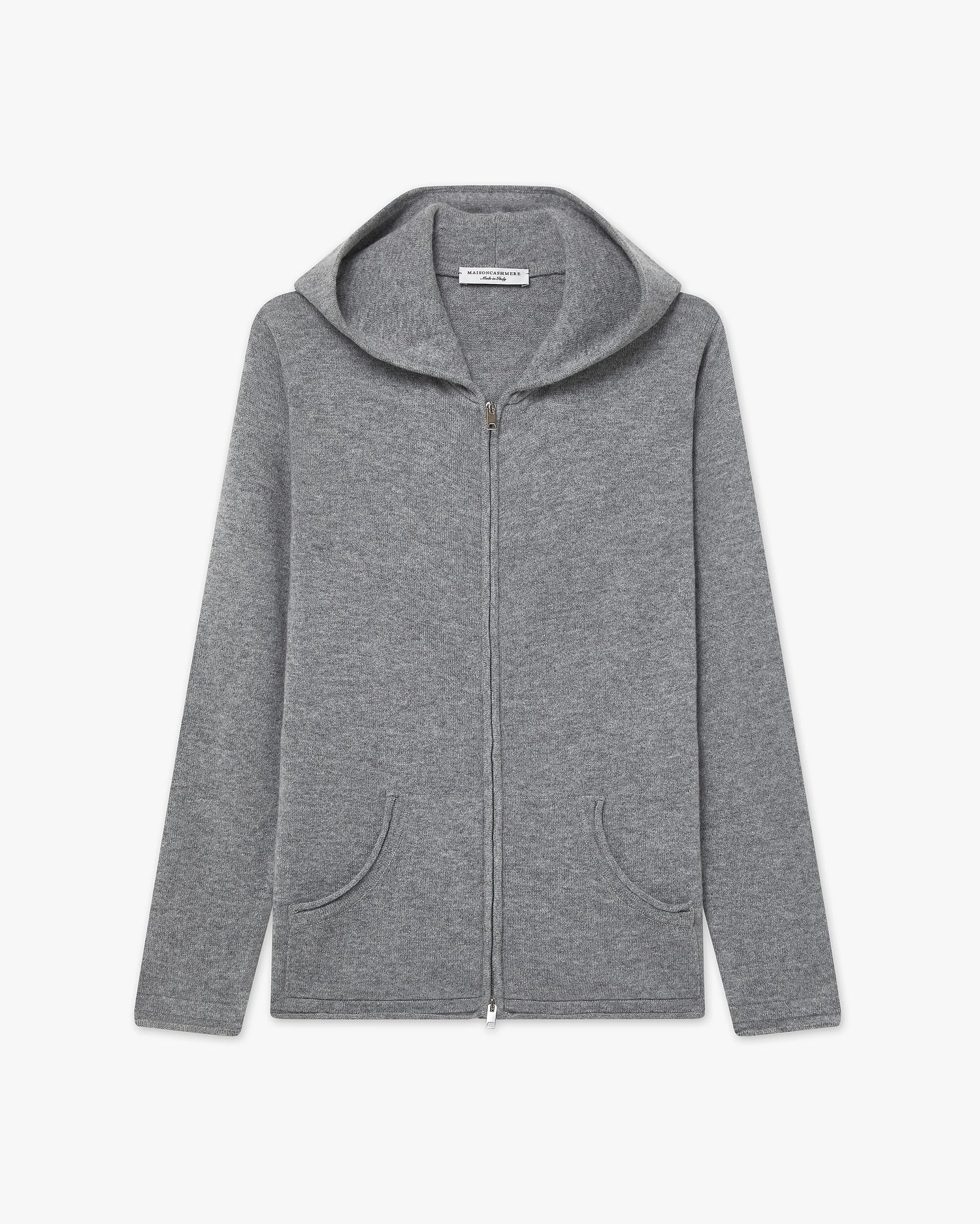 Women's Salò Zip Cashmere Hoodie Medium Grey MaisonCashmere