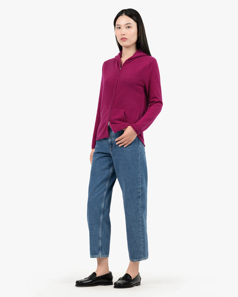Women's Salò Zip Cashmere Hoodie - Magenta | MaisonCashmere