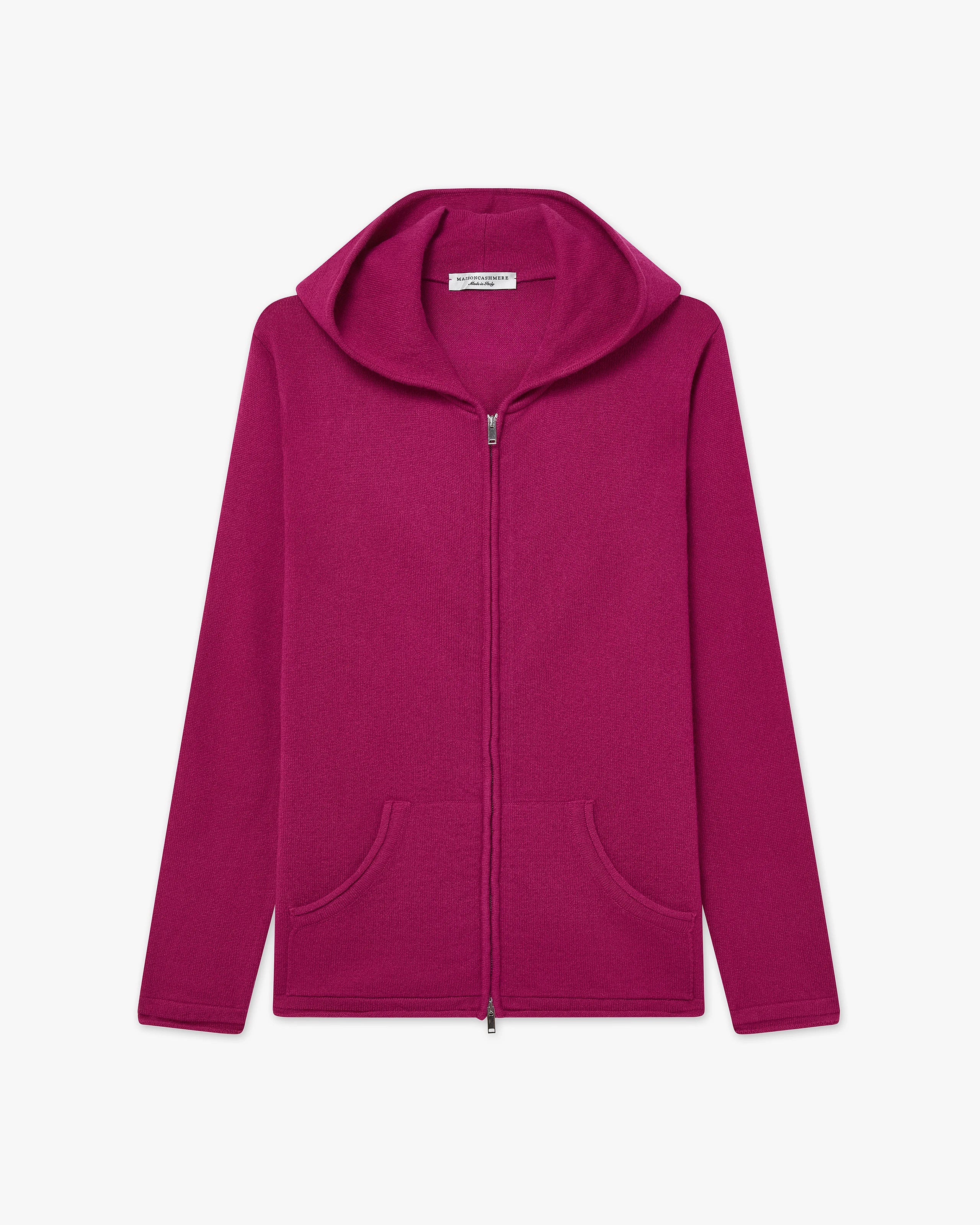 Women's Salò Zip Cashmere Hoodie - Magenta | MaisonCashmere
