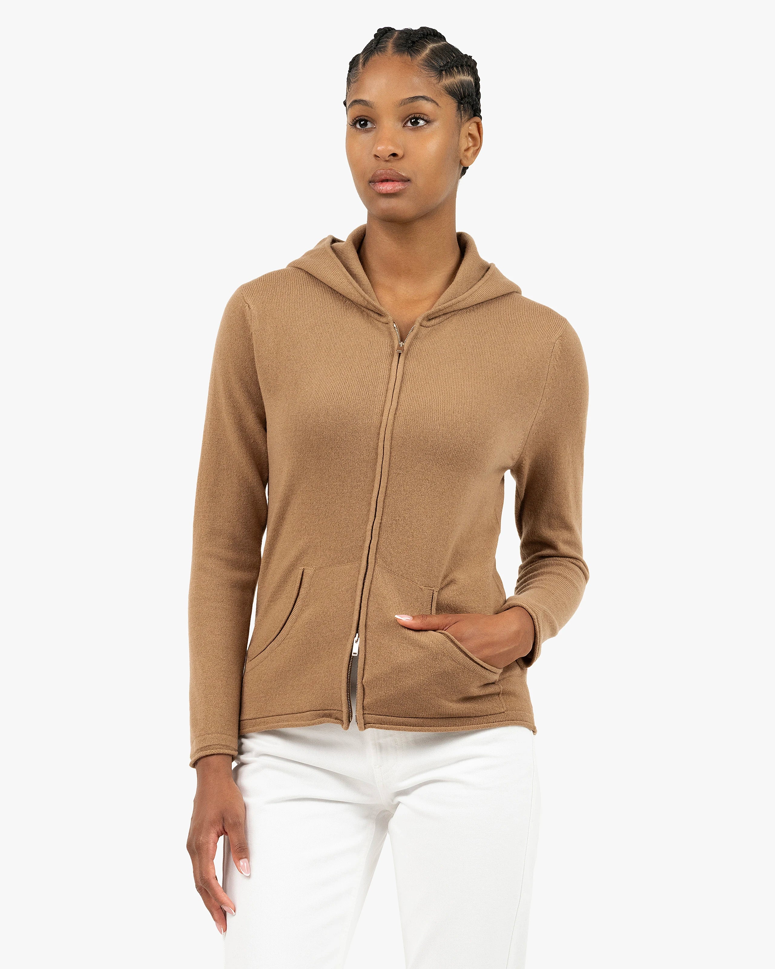 Women's Salò Zip Hoodie - Camel Cashmere