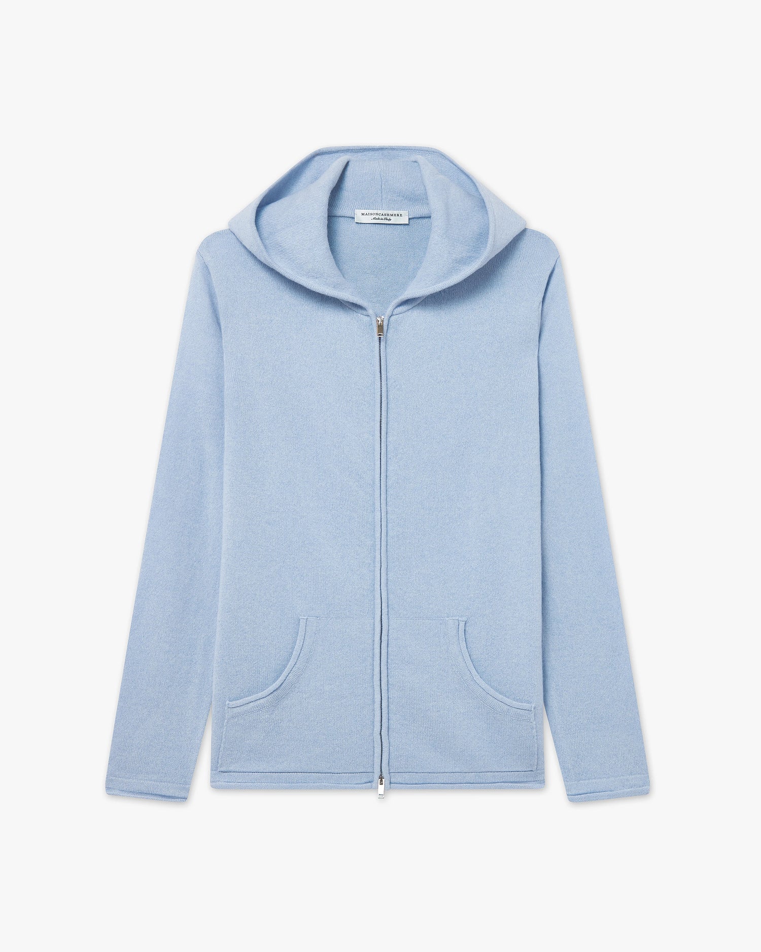 Women's Salò Zip Cashmere Hoodie Light Blue MaisonCashmere