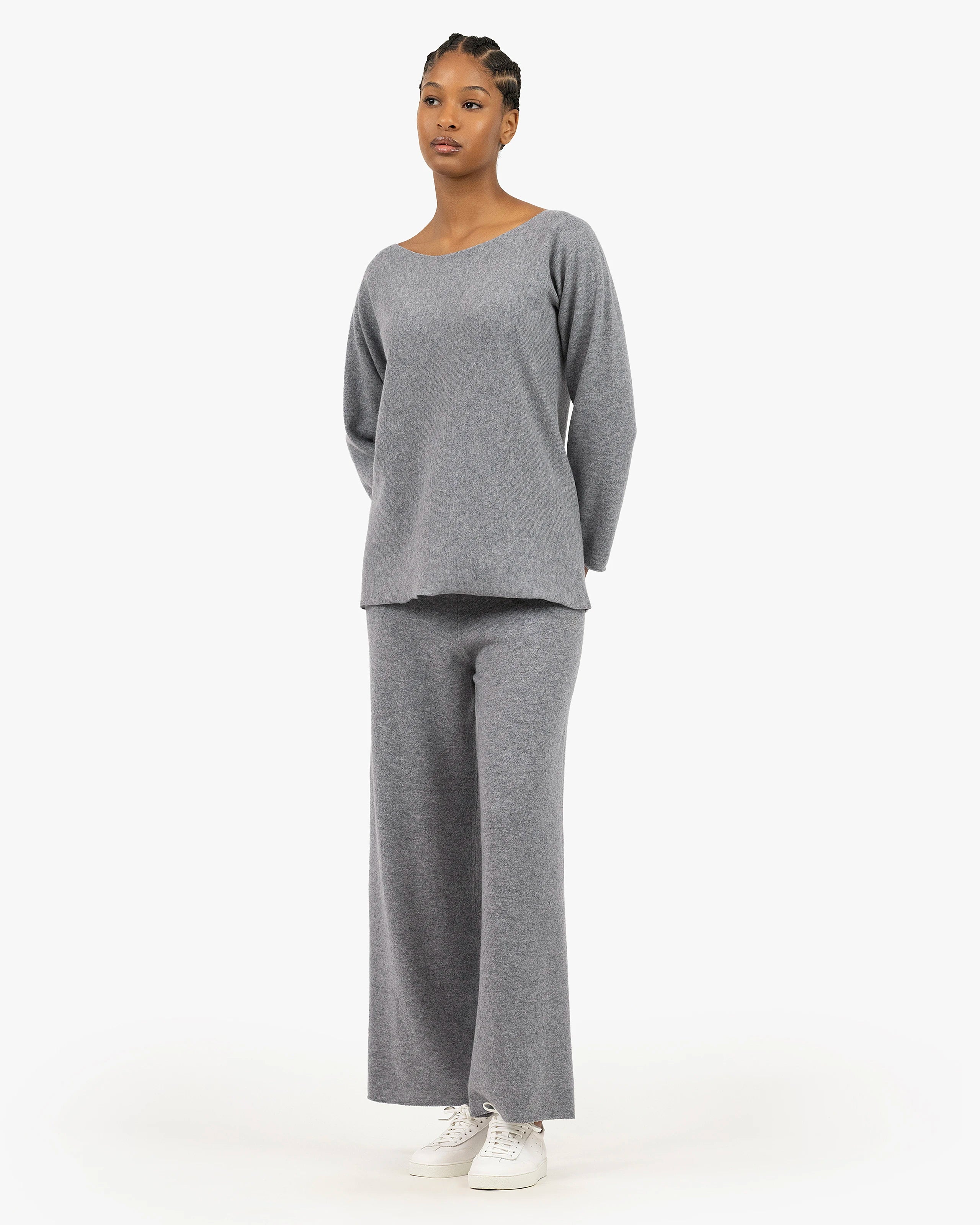 Chaillot Boat Neck Sweater - Medium Grey Cashmere
