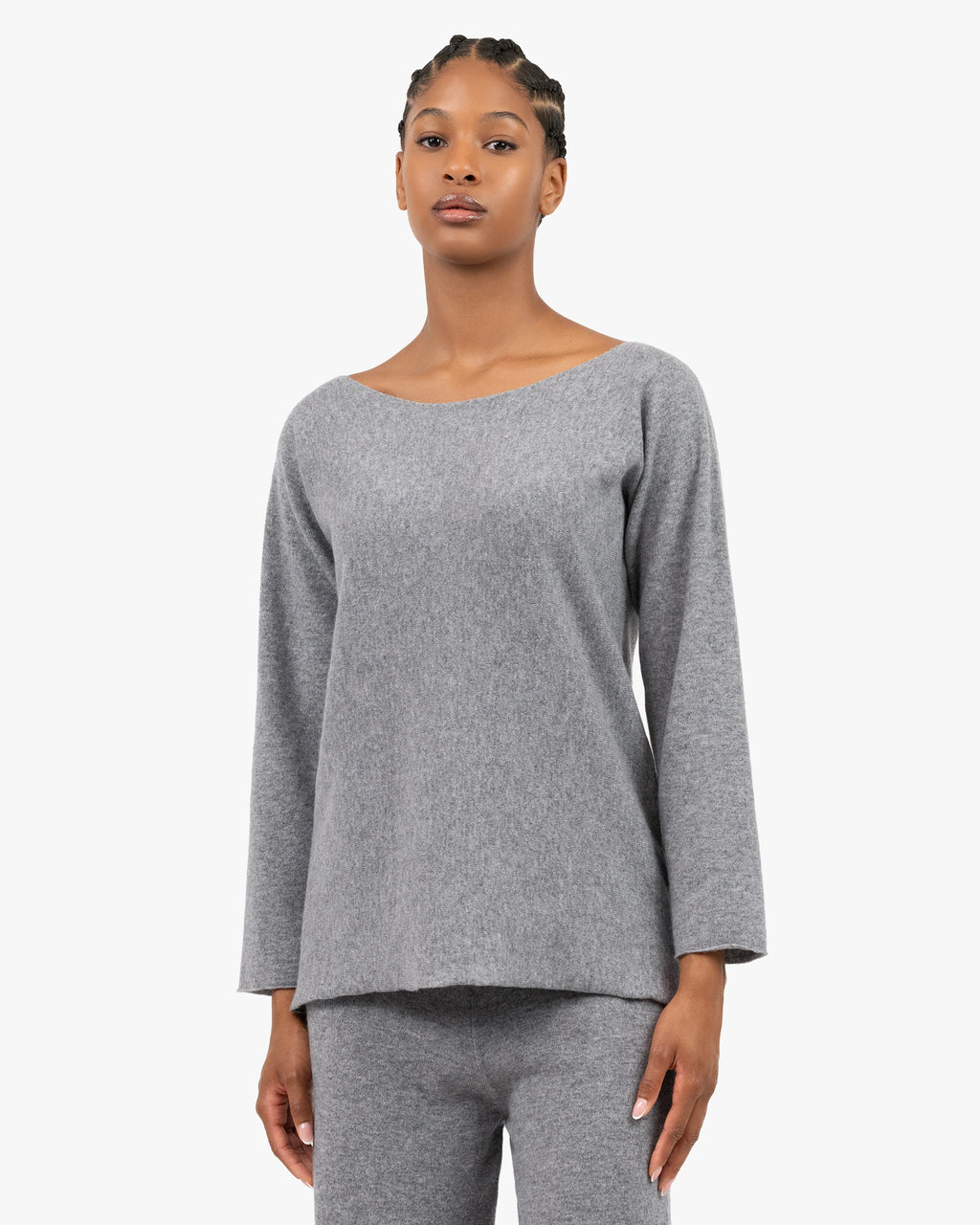 Chaillot Boat Neck Sweater - Medium Grey Cashmere