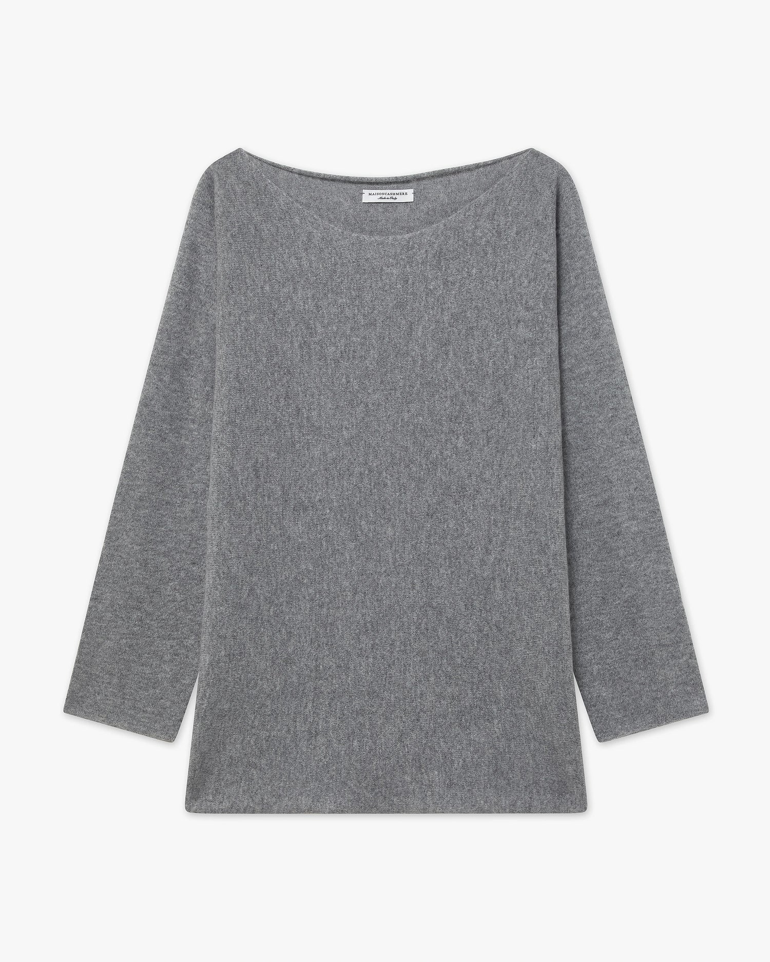 Chaillot Boat Neck Sweater - Medium Grey Cashmere